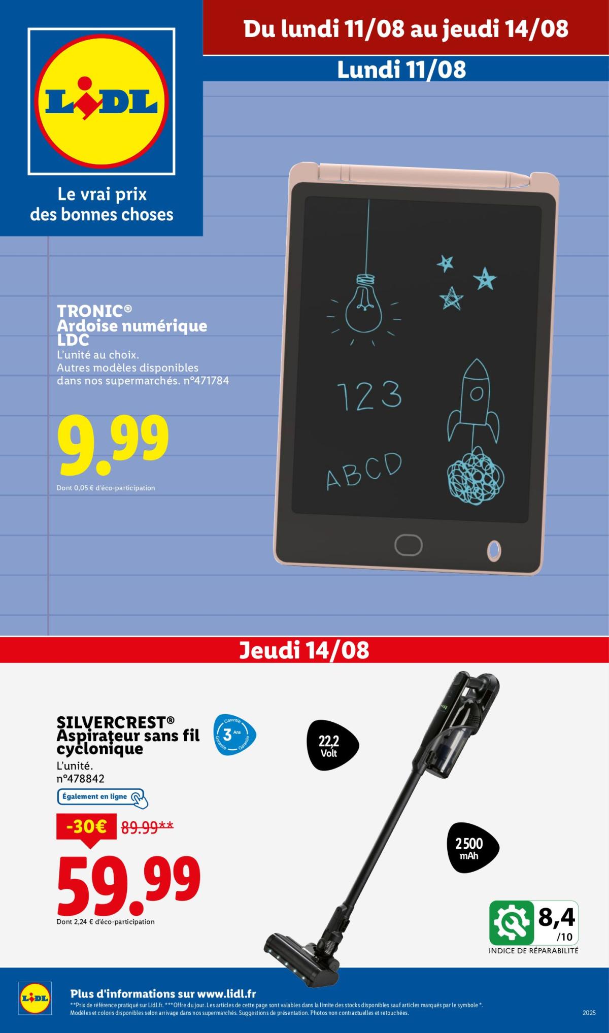 Catalogue Lidl - Les bonnes affaires de la semaine valable du 11/08 au 14/08
