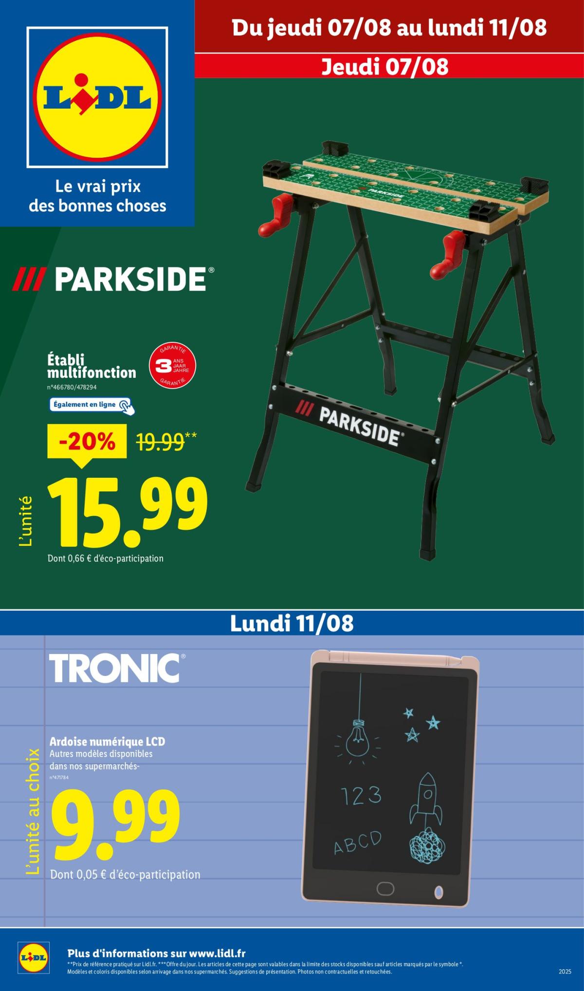 Catalogue Lidl - Les bonnes affaires de la semaine valable du 07/08 au 11/08