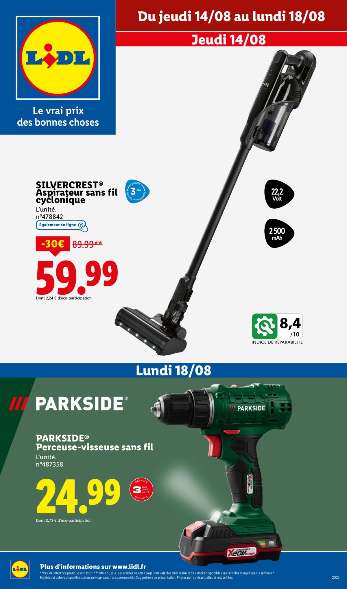 Catalogue Lidl - Les bonnes affaires de la semaine valable du 14/08 au 18/08