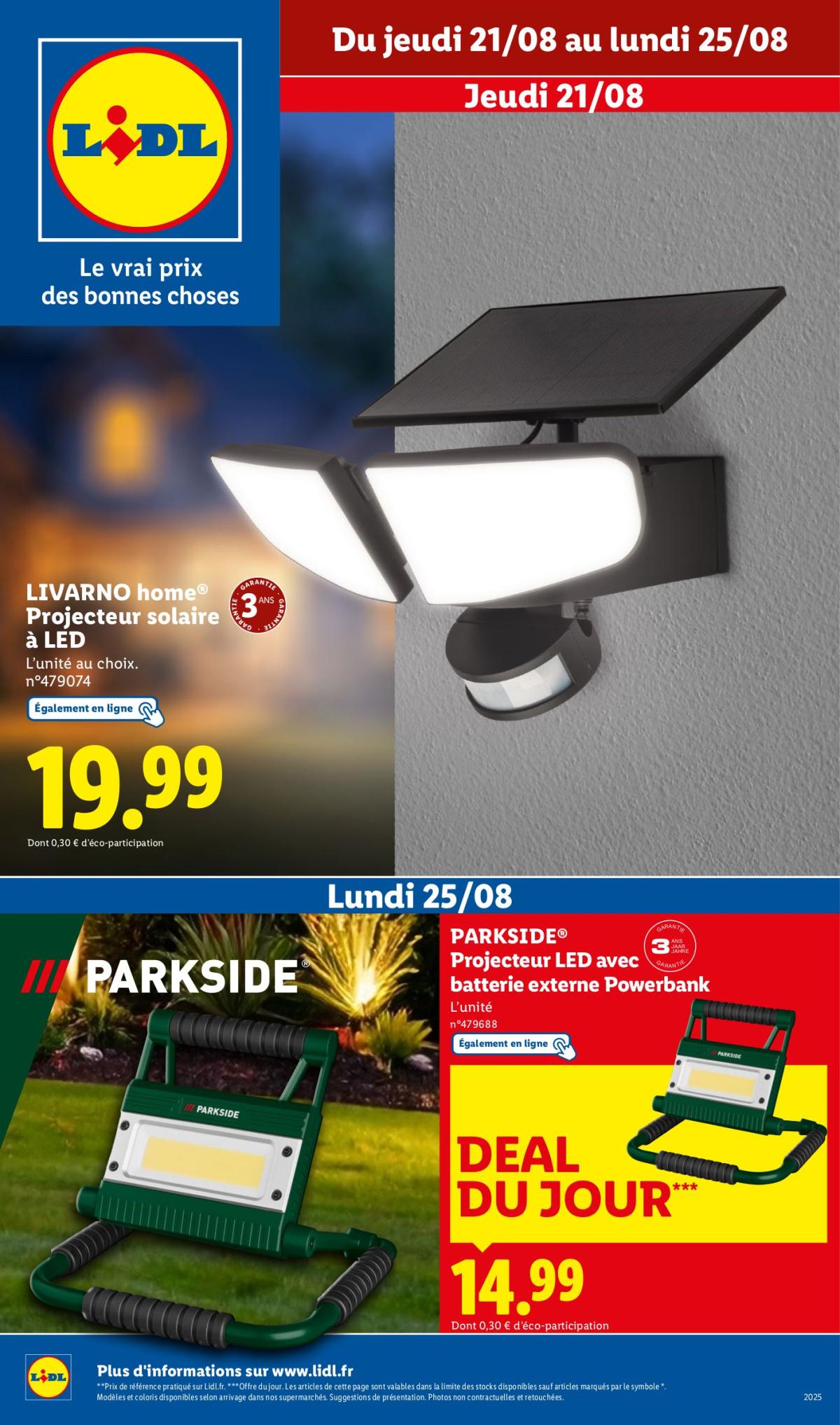 Catalogue Lidl - Les bonnes affaires de la semaine valable du 21/08 au 25/08