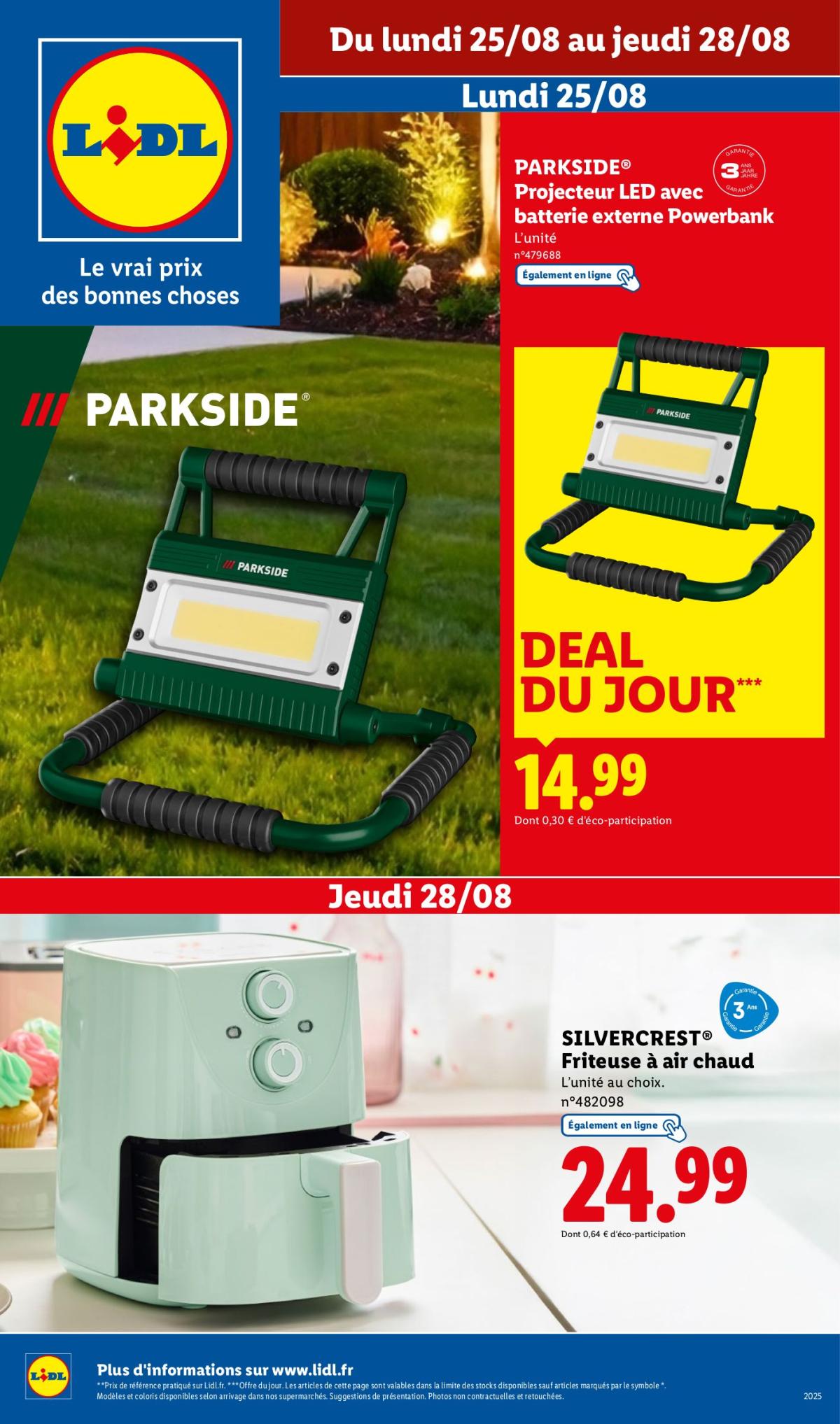 Catalogue Lidl - Les bonnes affaires de la semaine valable du 25/08 au 28/08