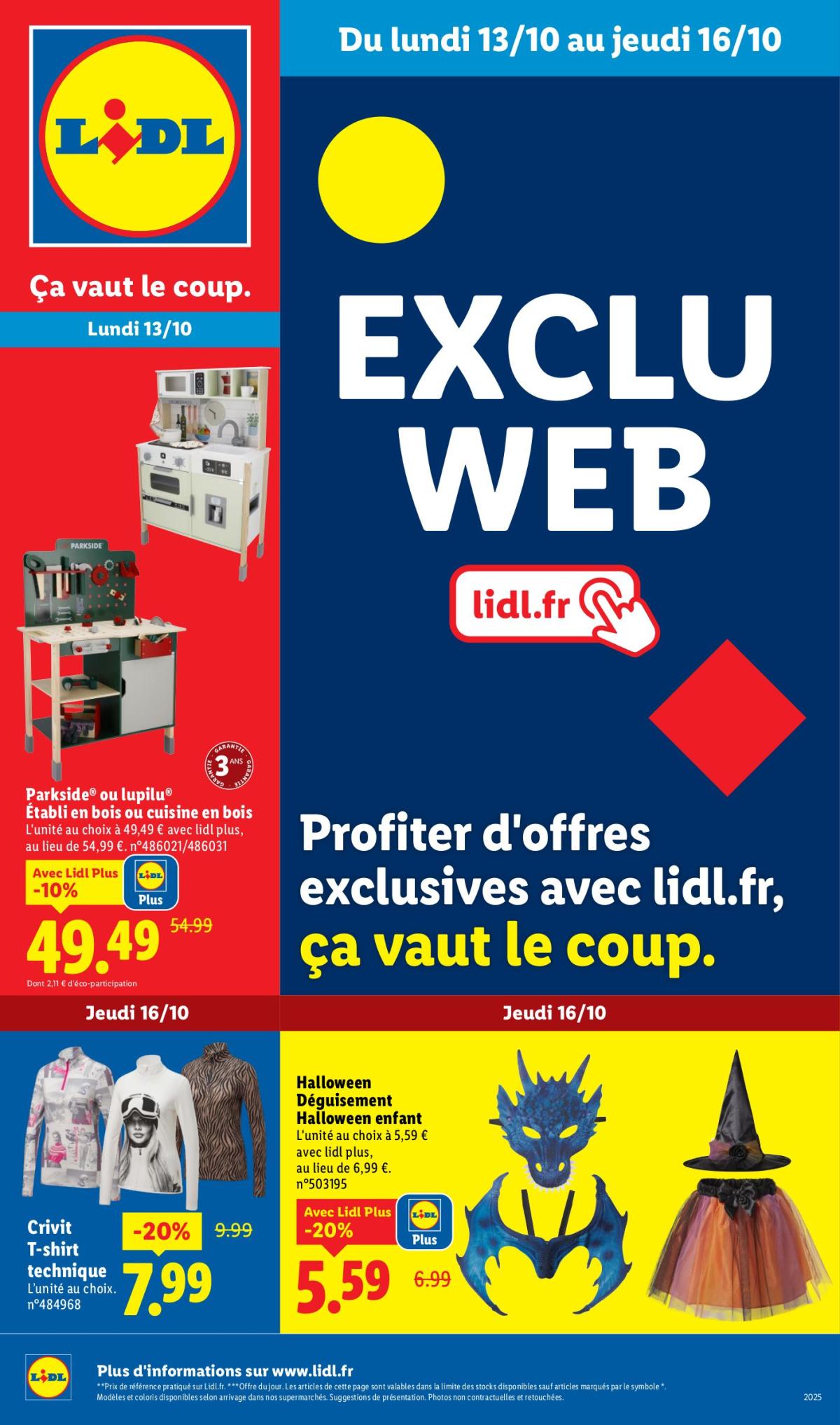 Catalogue Lidl - Les bonnes affaires Exclu Web valable du 13/10 au 16/10