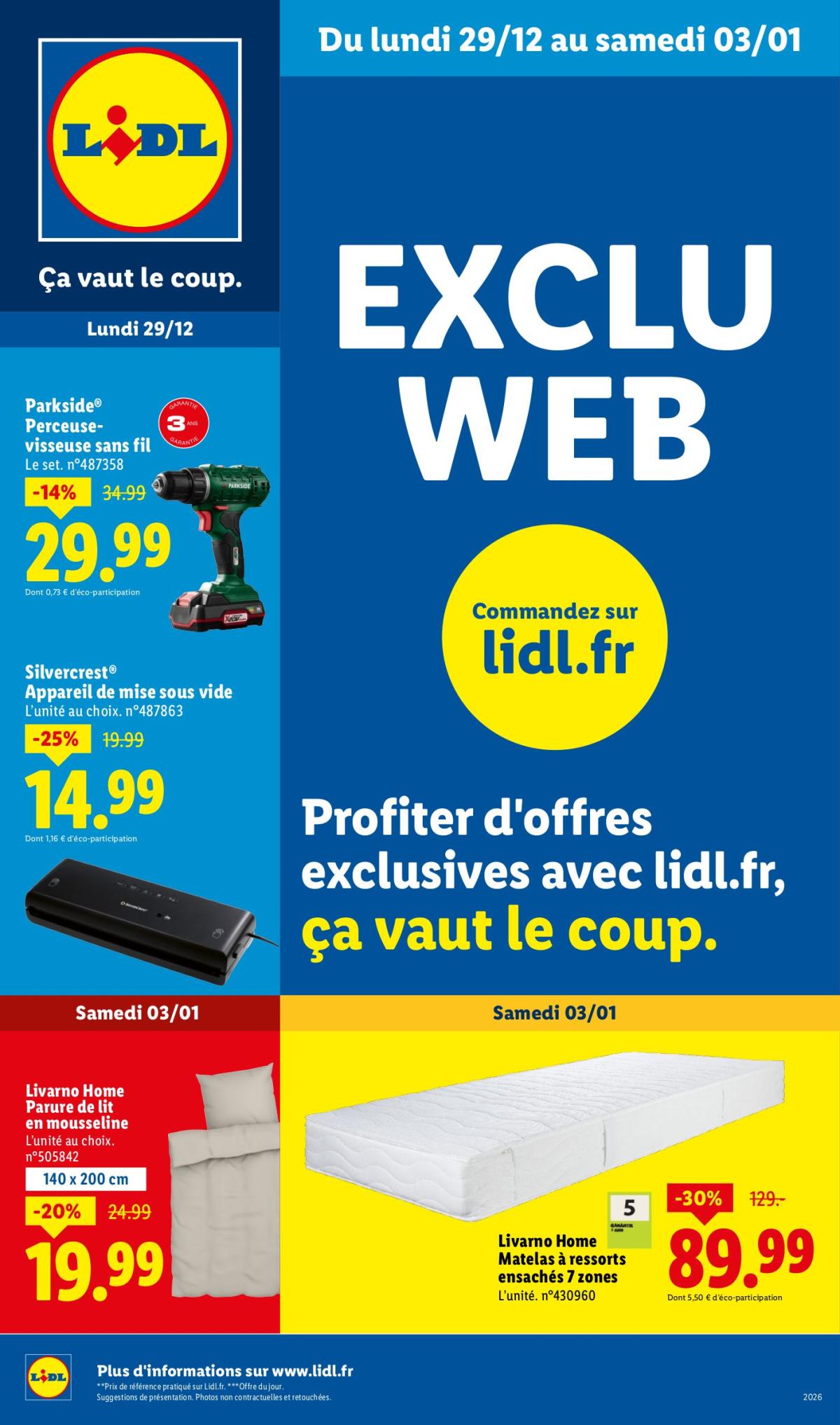 Catalogue Lidl - Exclu Web valable du 29/12 au 03/01