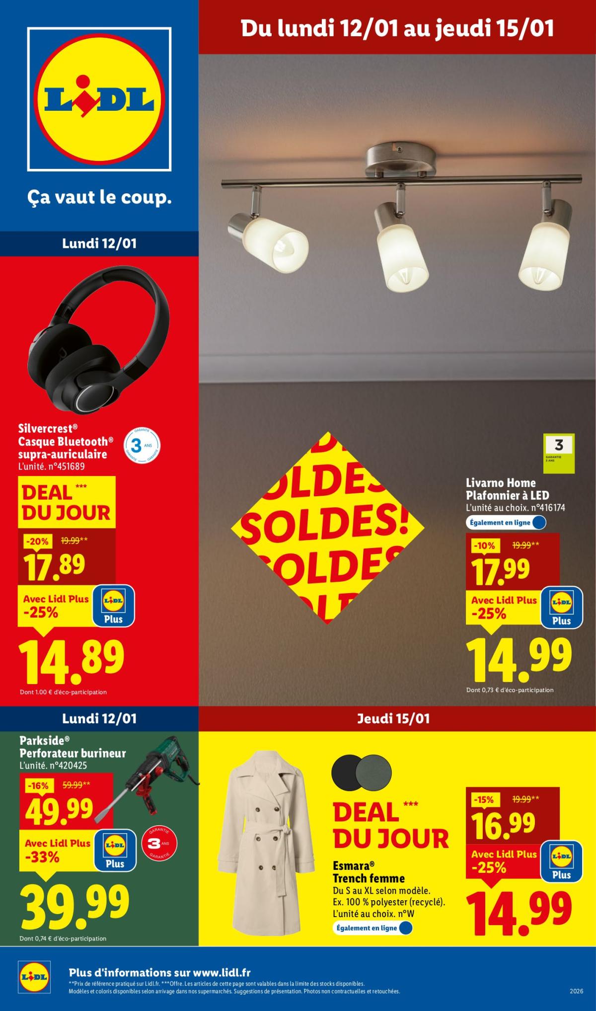 Catalogue Lidl - Soldes Lidl : Jusqu'à -75% valable du 12/01 au 15/01
