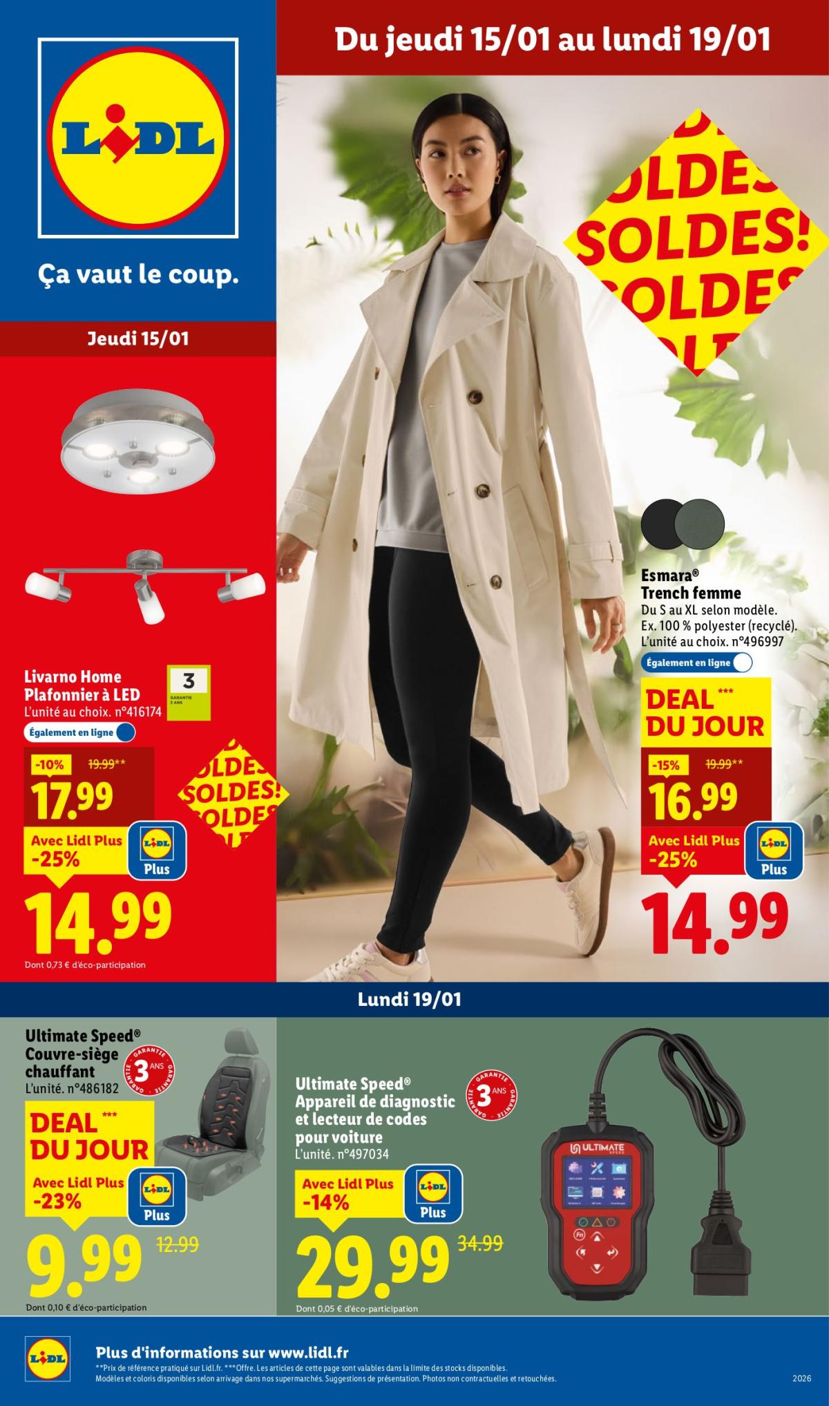 Catalogue Lidl - Les soldes Lidl, ça vaut le coup. valable du 15/01 au 19/01