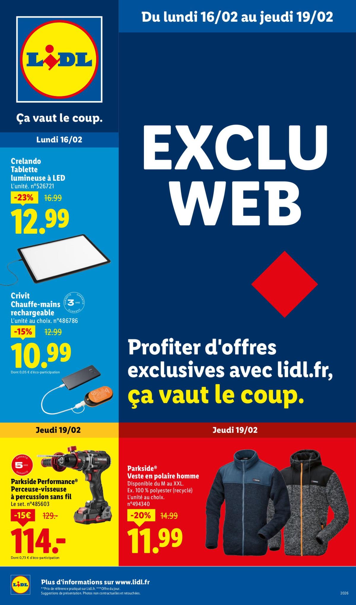 Catalogue Lidl - Les exclus web de la semaine valable du 16/02/2026 au 19/02/2026
