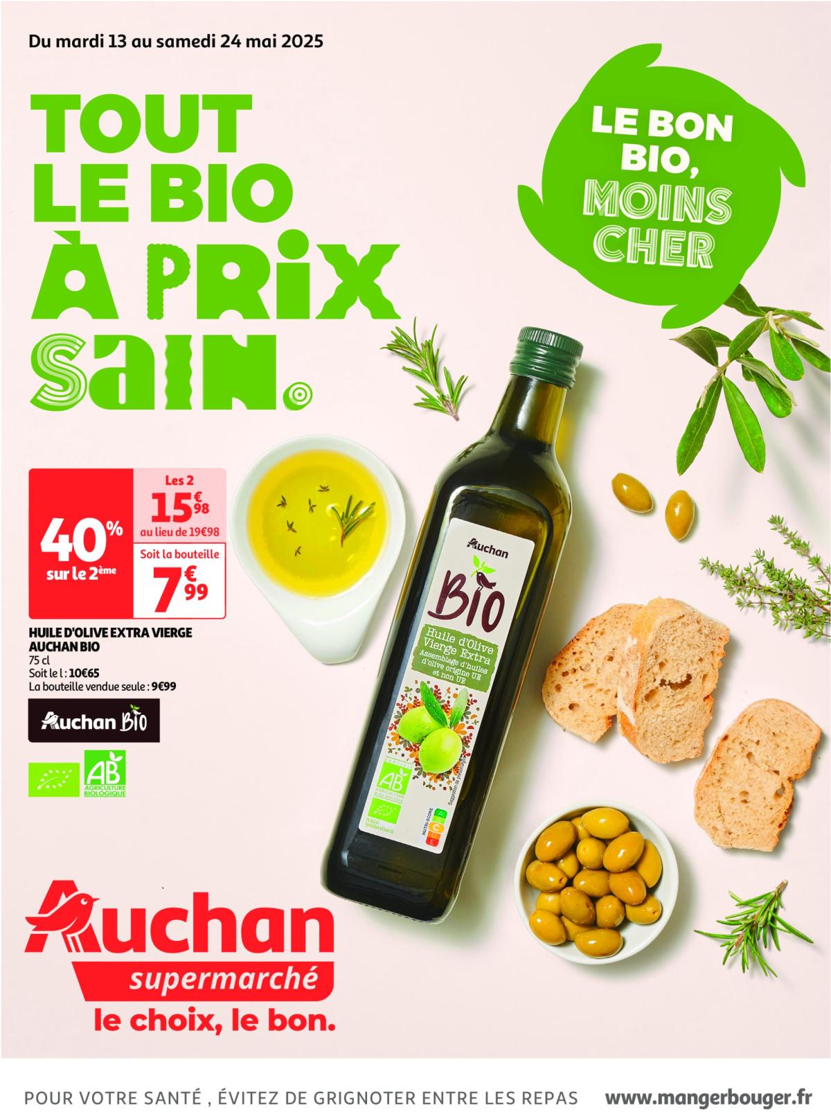 Catalogue Auchan supermarché - Le bon bio, moins cher valable dès 13/05 - 24/05