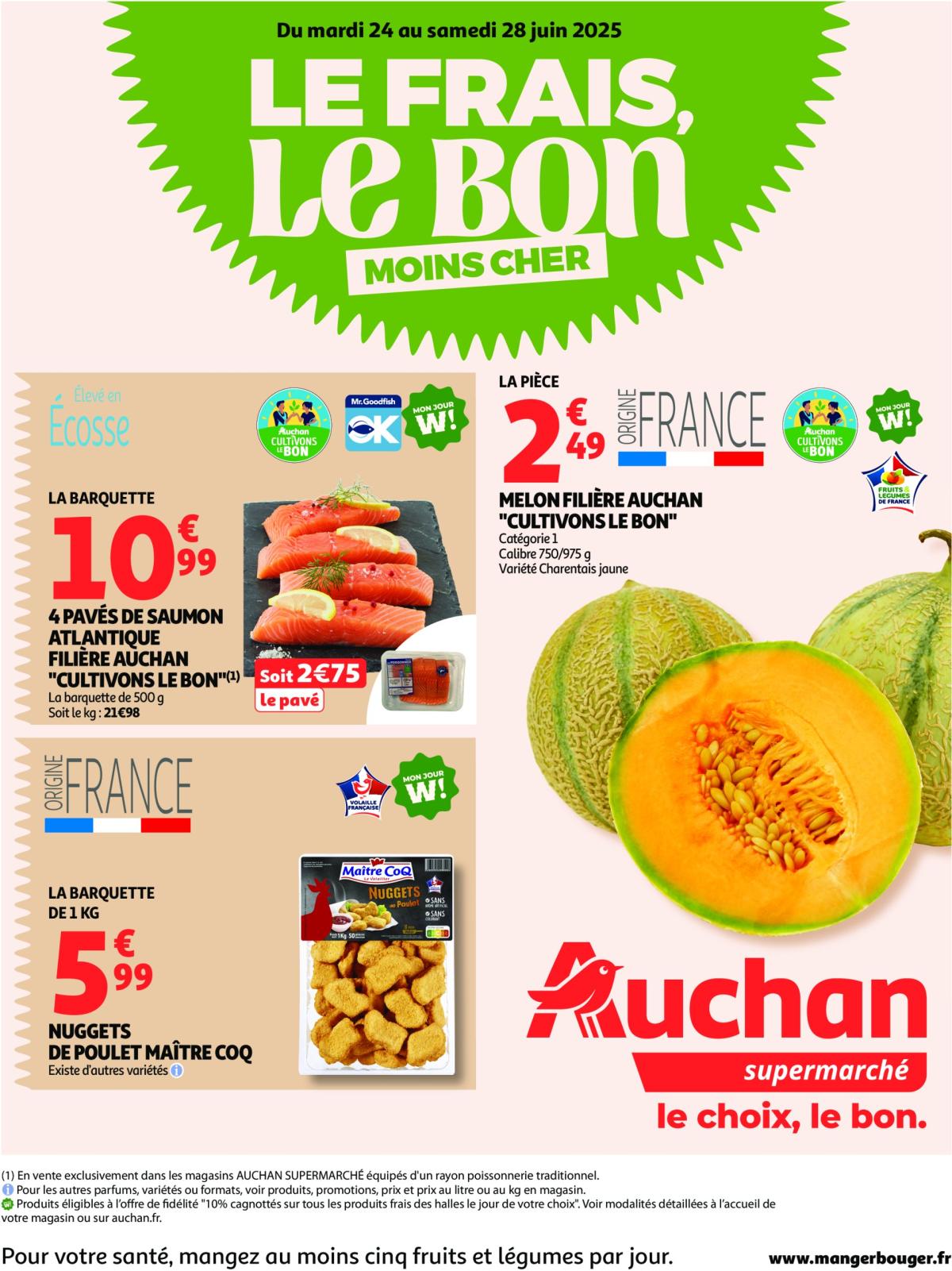 Catalogue Auchan supermarché - Le frais, le bon, moins cher valable du 24/06 au 28/06