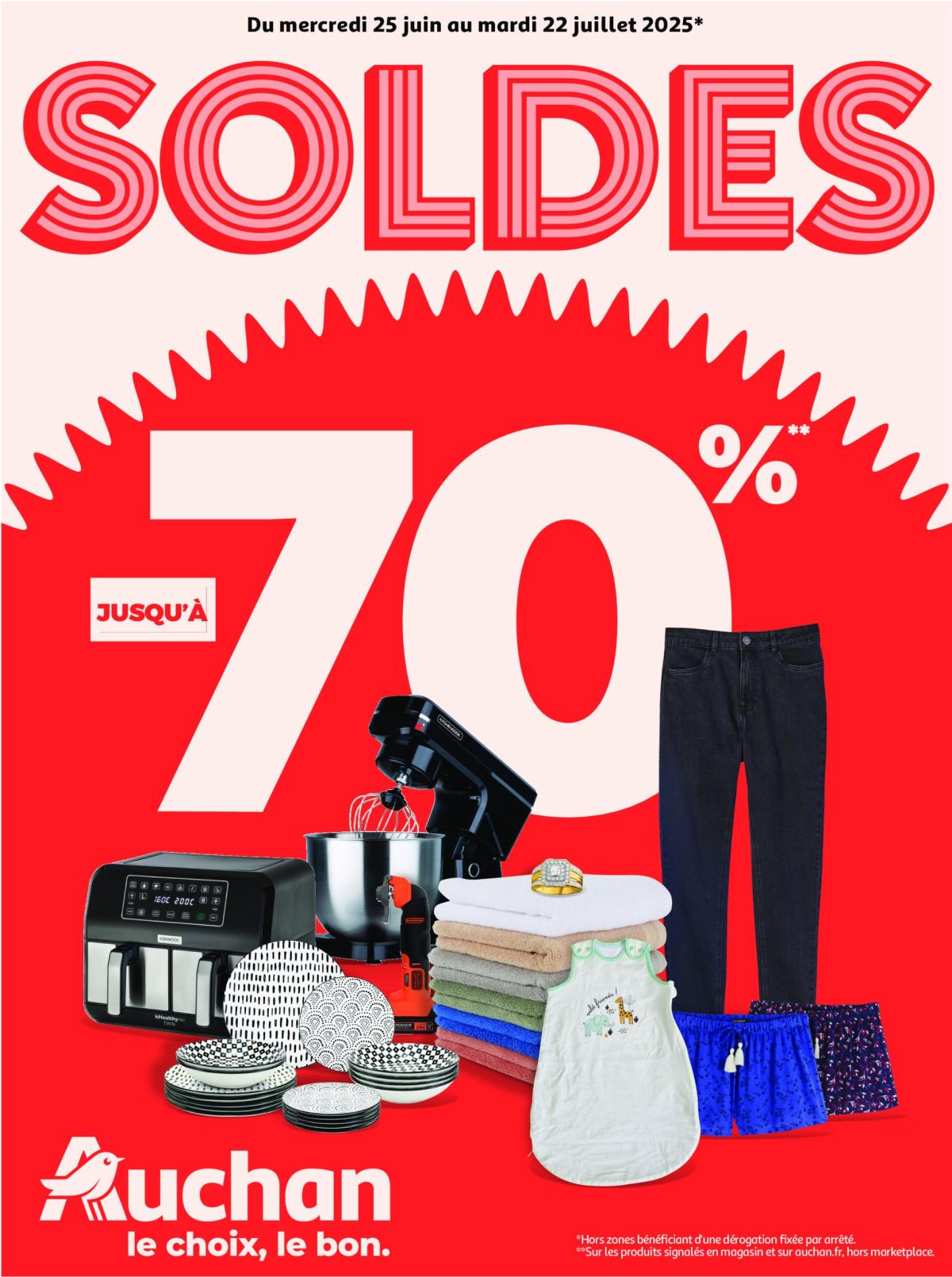 Catalogue Auchan - Soldes: jusqu'à -70% ! valable du 25/06 au 22/07