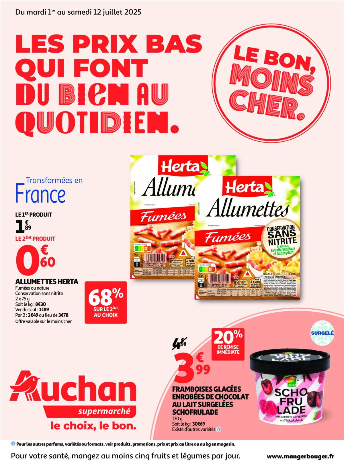 Catalogue Auchan - Les prix bas qui font du bien au quotidien valable du 01/07 au 12/07