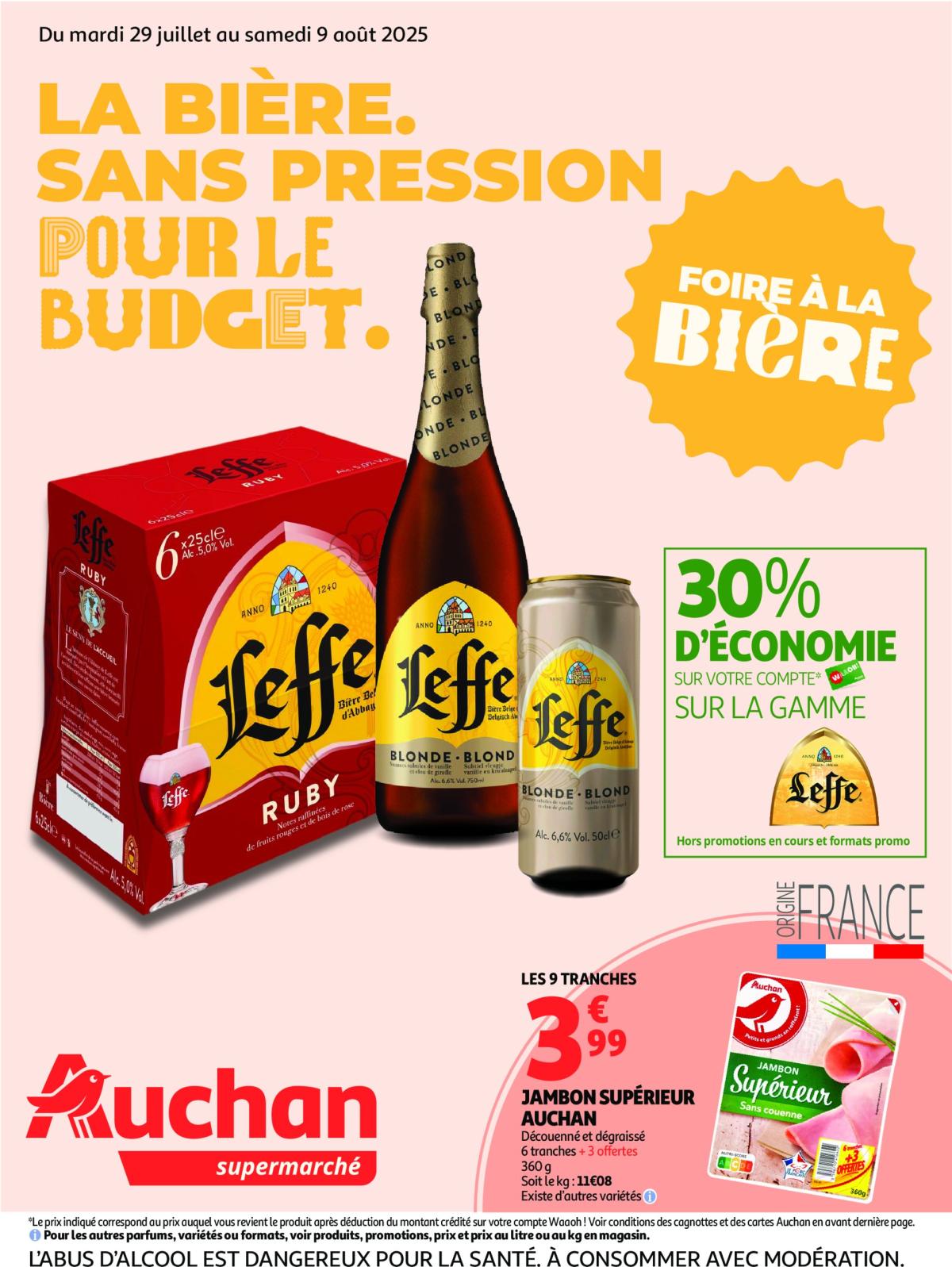 Catalogue Auchan supermarché - Foire à la bière dans votre super : sans pression pour le budget valable du 29/07 au 09/08