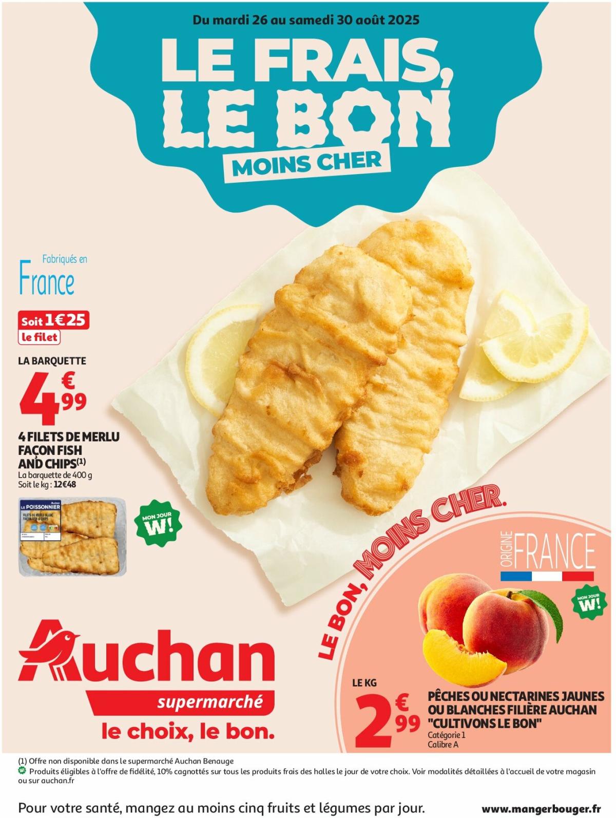 Catalogue Auchan supermarché - Le frais, le bon moins cher valable du 26/08 au 30/08