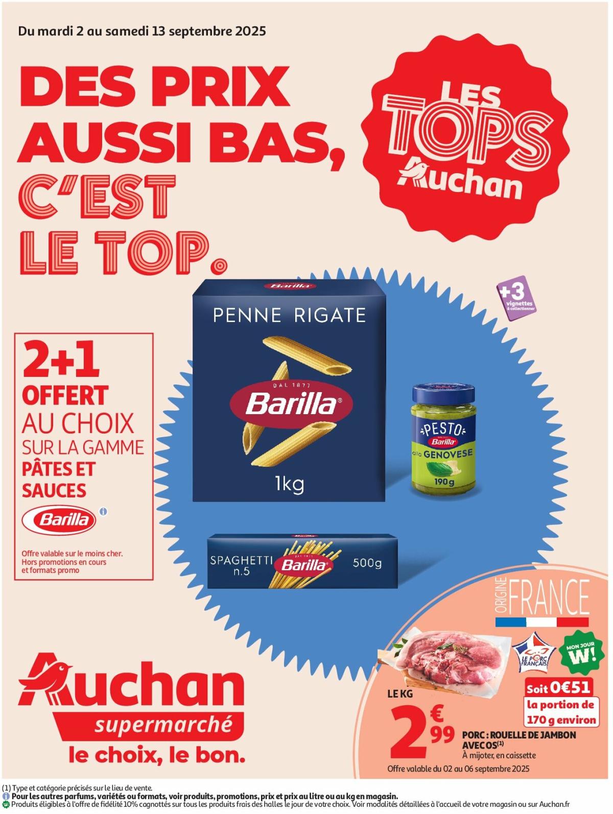 Catalogue Auchan - Des prix aussi bas, c'est le top dans votre super valable du 02/09 au 13/09