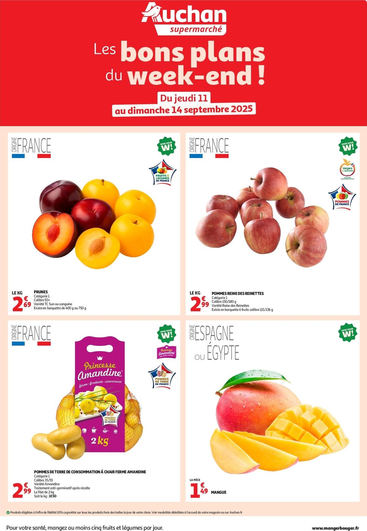 Catalogue Auchan supermarché - Les bons plans du week-end dans votre super ! valable du 11/09 au 14/09