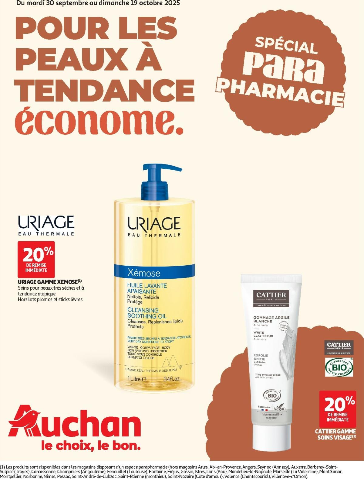 Catalogue Auchan - Pour les peaux à tendance économe valable du 30/09 au 19/10