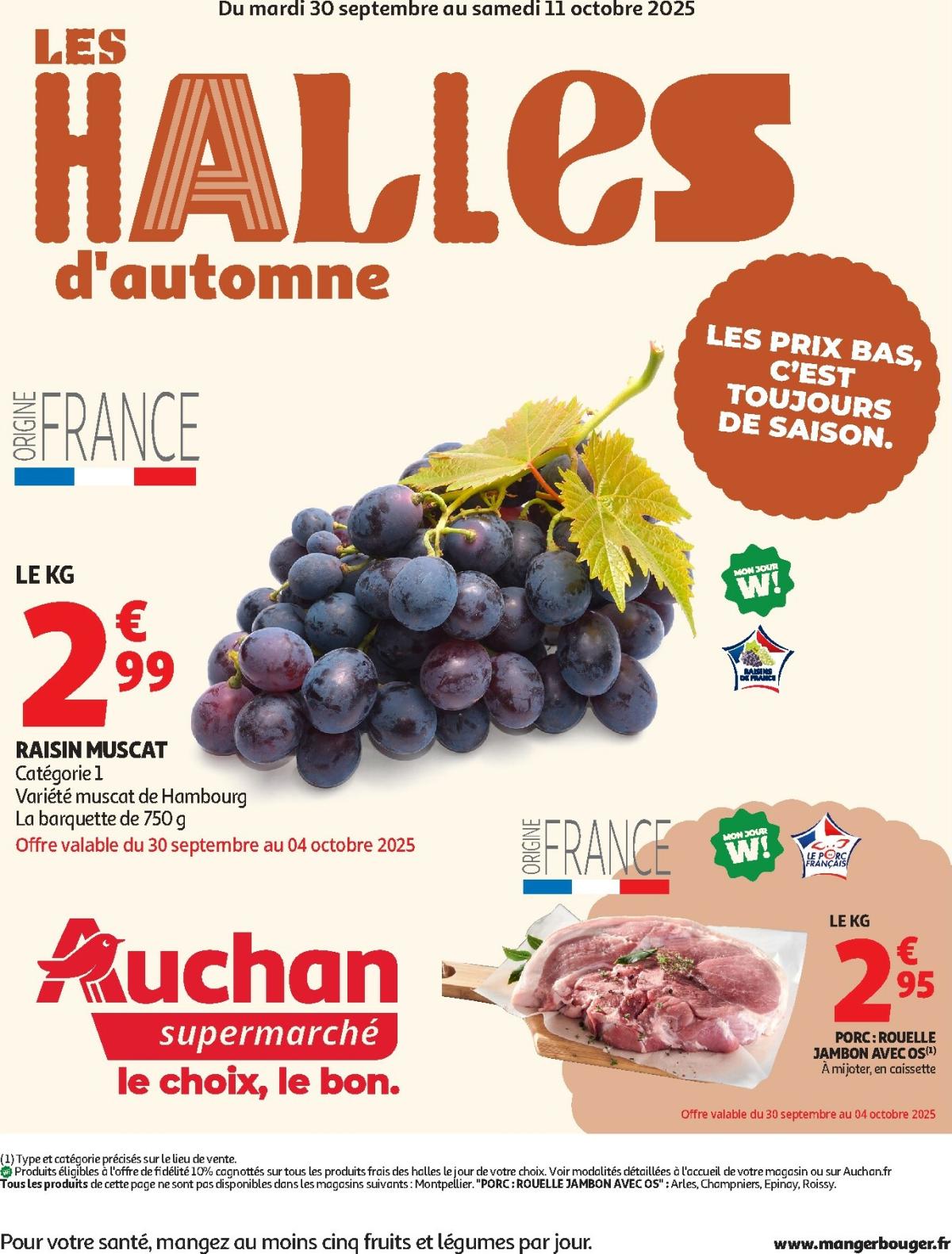 Catalogue Auchan supermarché - Les Halles d'automne dans votre super valable du 30/09 au 11/10