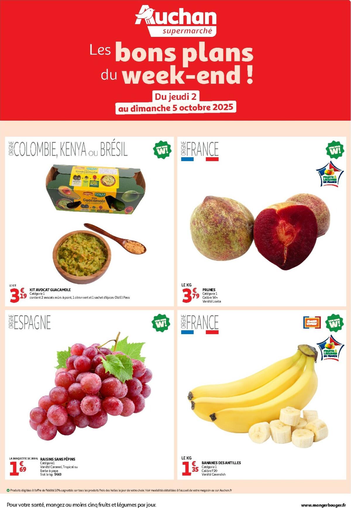 Catalogue Auchan supermarché - Les bons plans du week-end dans votre super ! valable du 02/10 au 05/10