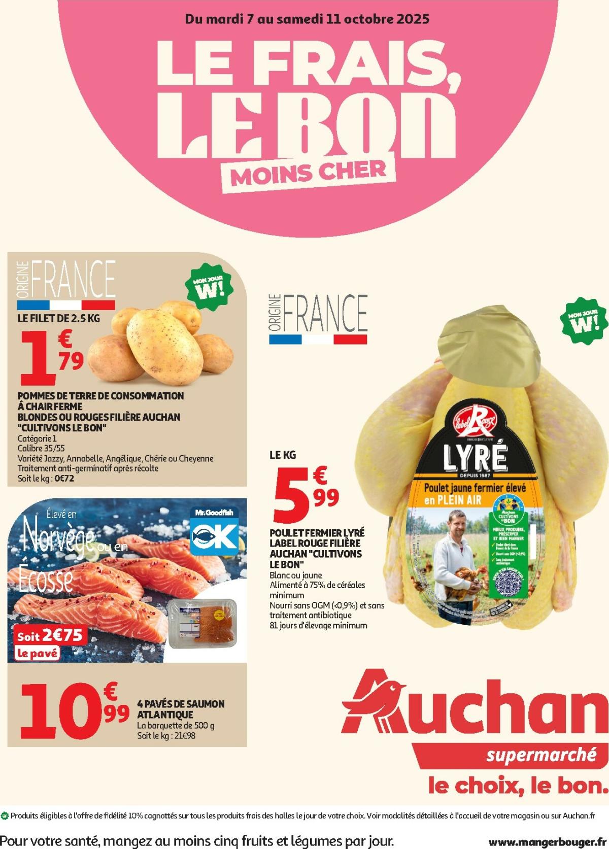 Catalogue Auchan - Le frais, le bon moins cher valable du 07/10 au 11/10