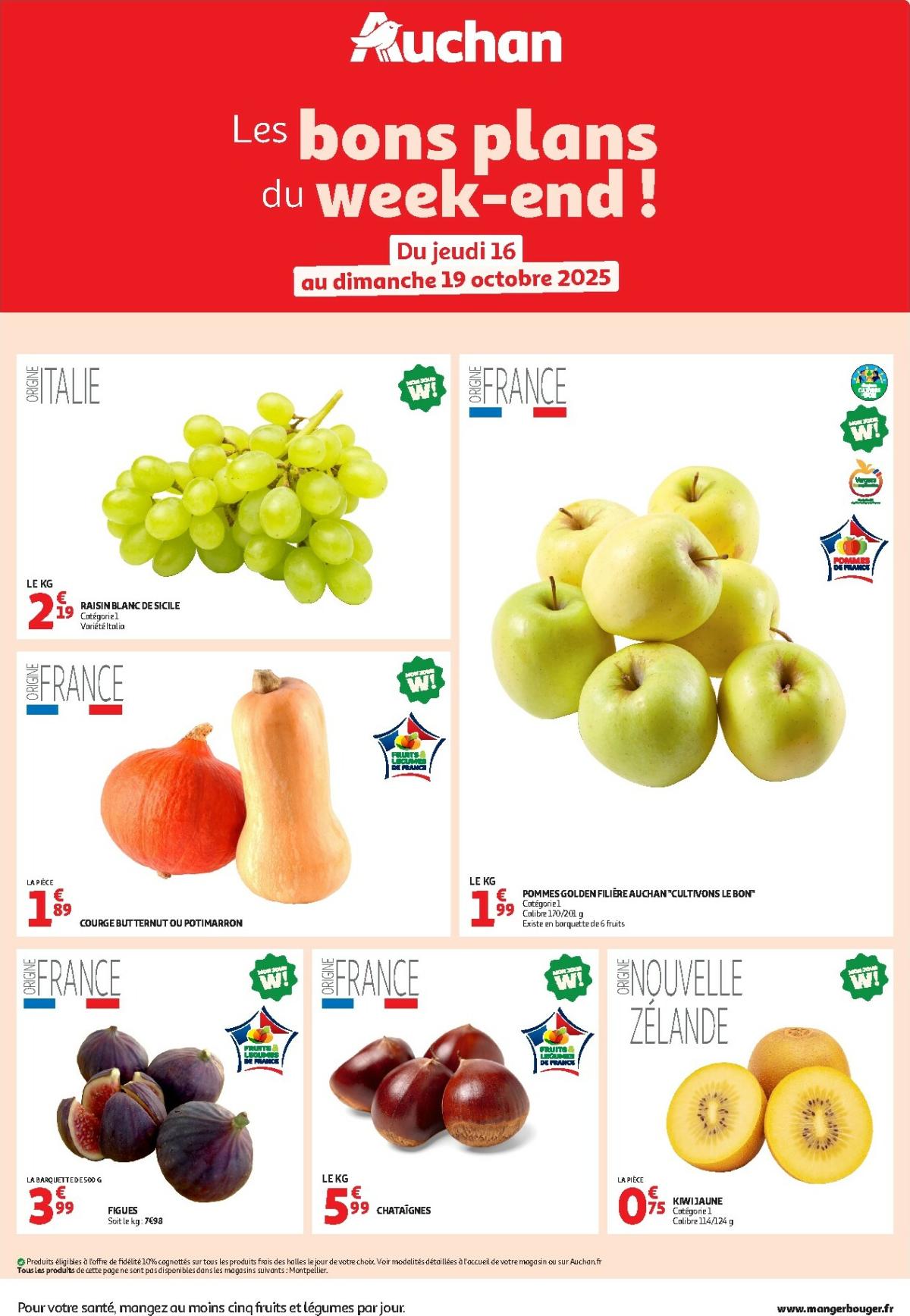 Catalogue Auchan - Les bons plans du week-end dans votre hyper valable du 16/10 au 19/10
