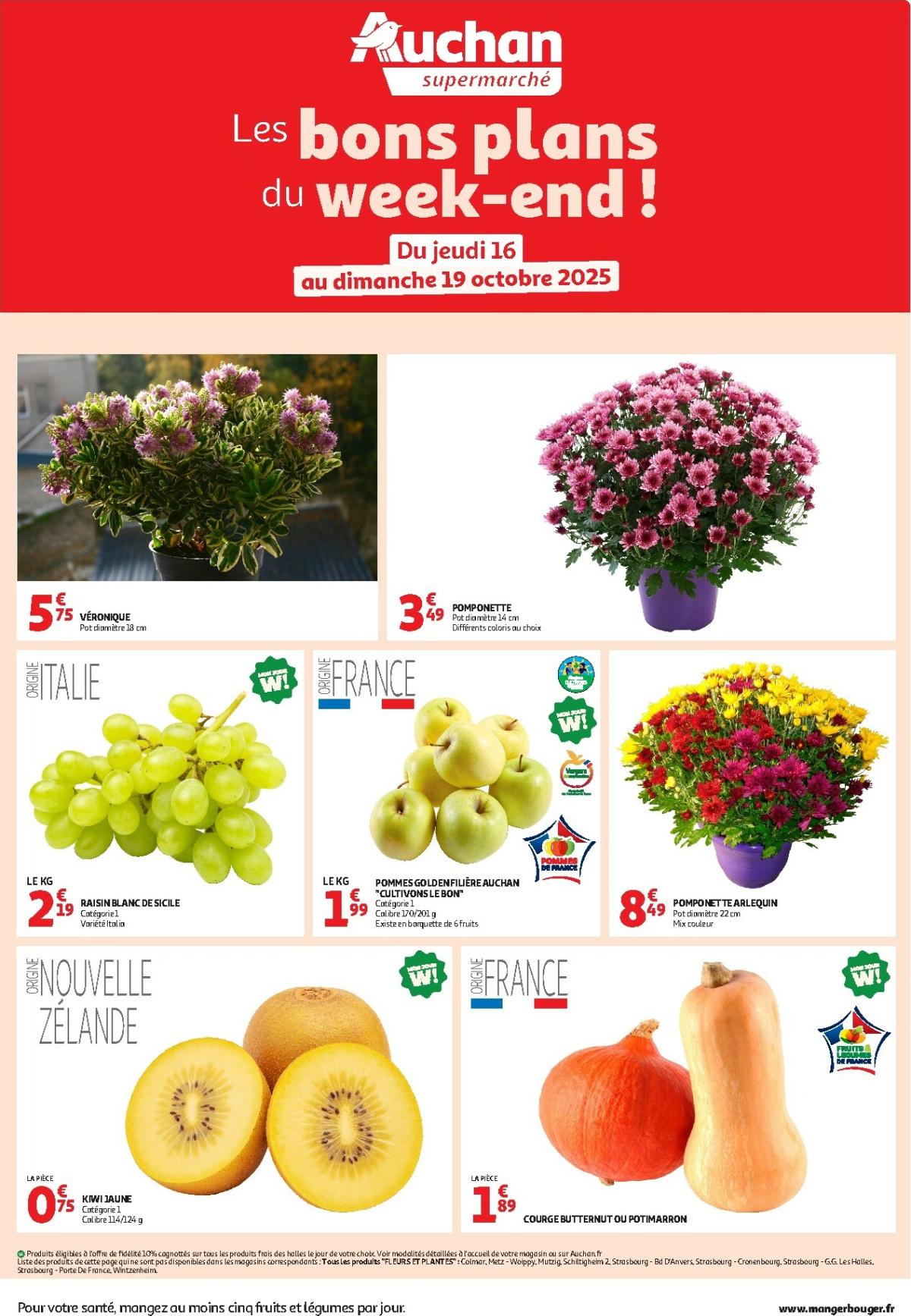 Catalogue Auchan - Les bons plans du week-end dans votre super valable du 16/10 au 19/10