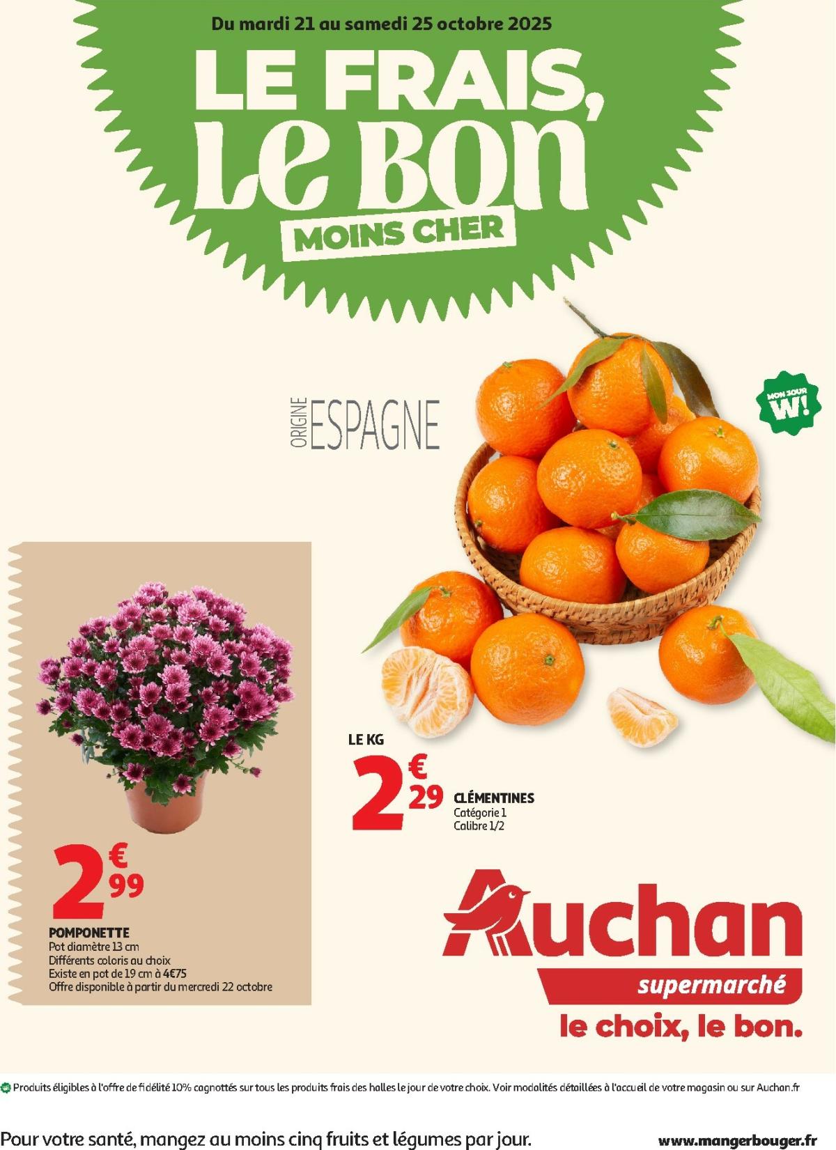 Catalogue Auchan Supermarché - Le frais, le bon moins cher valable du 21/10 au 02/11