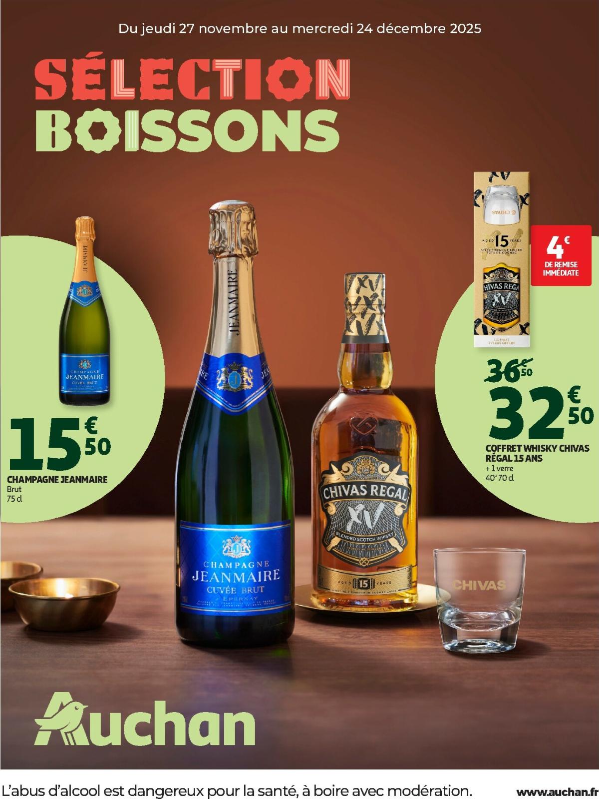Catalogue Auchan - Sélection alcool valable du 27/11 au 24/12
