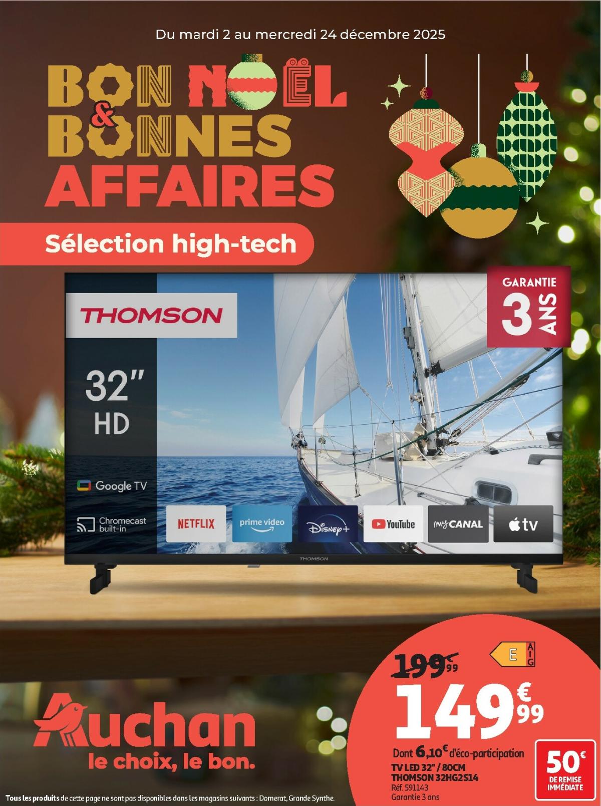 Catalogue Auchan - Bon Noël et Bonnes Affaires : Sélection hig-tech valable du 02/12 au 24/12