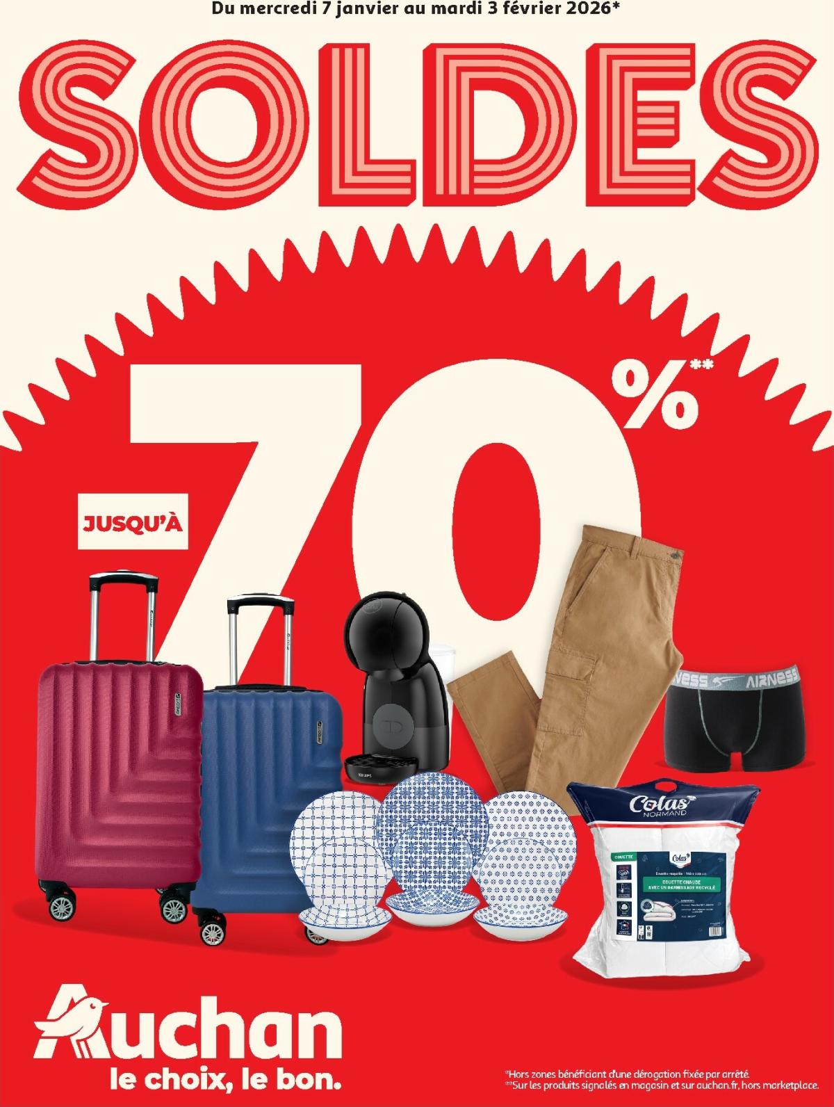 Catalogue Auchan - Soldes : jusqu'à -70% ! valable du 07/01 au 03/02