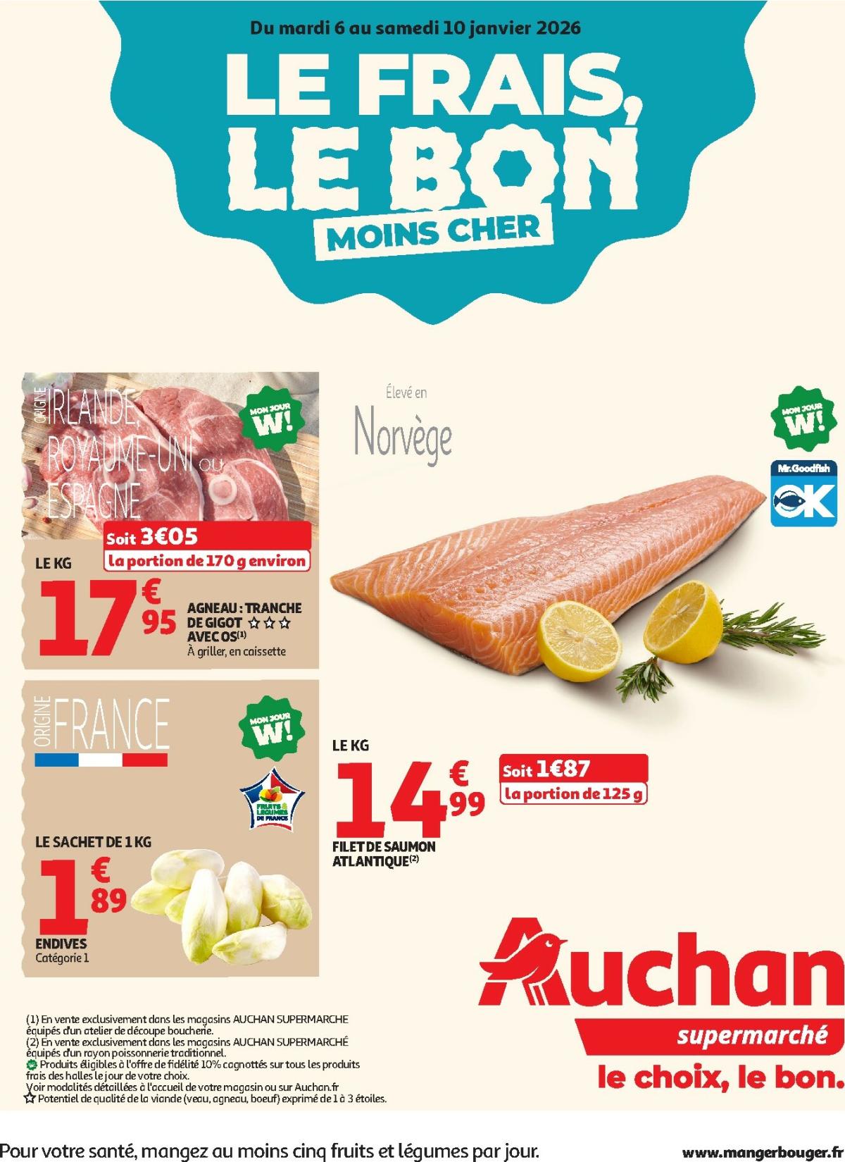 Catalogue Auchan Supermarché - Frais, bon moins cher valable du 06/01 au 10/01