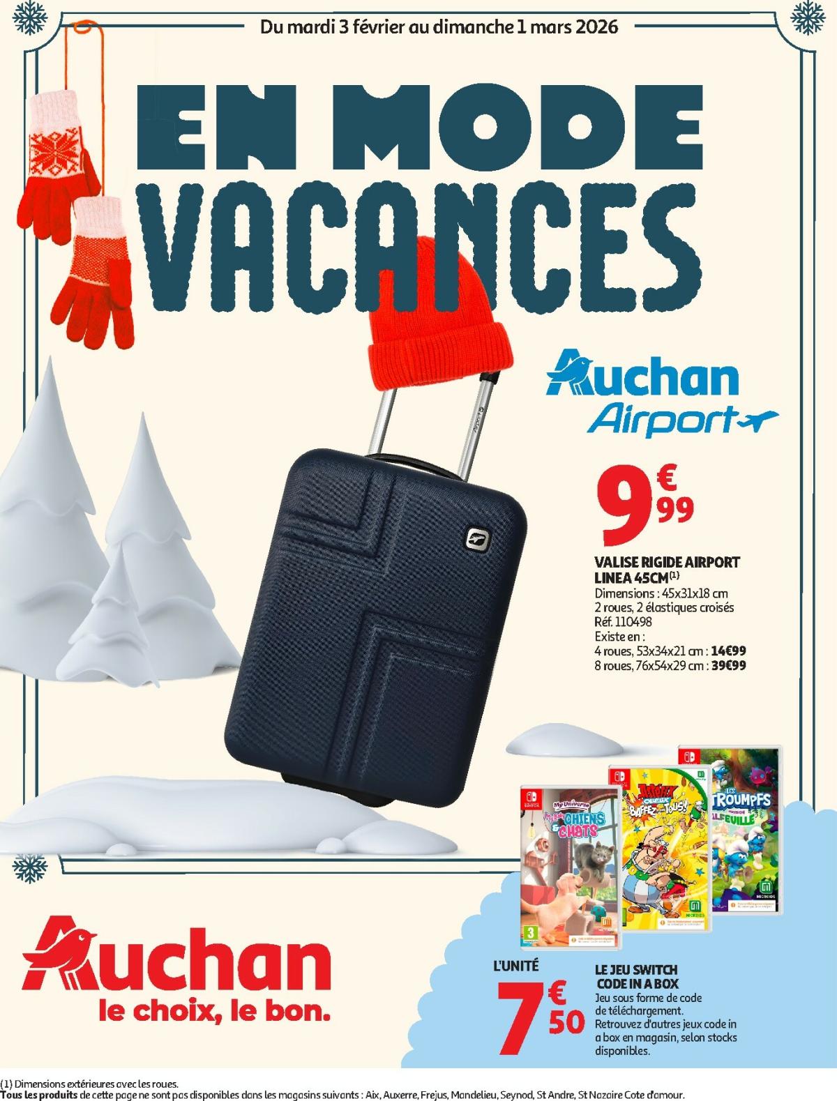 Catalogue Auchan - Valises et vacances valable du 03/02/2026 au 01/03/2026