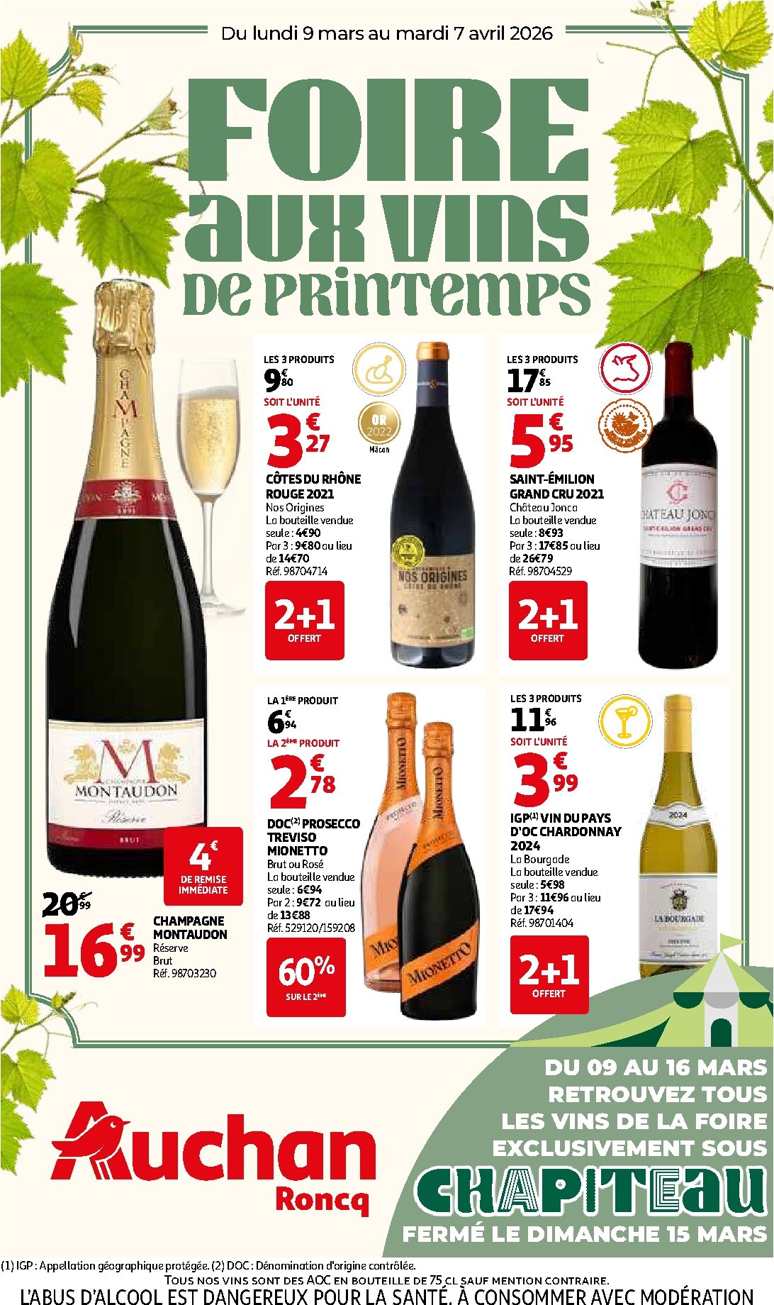 Catalogue Auchan - Foire aux vins de Printemps valable du 09/03/2026 au 07/04/2026