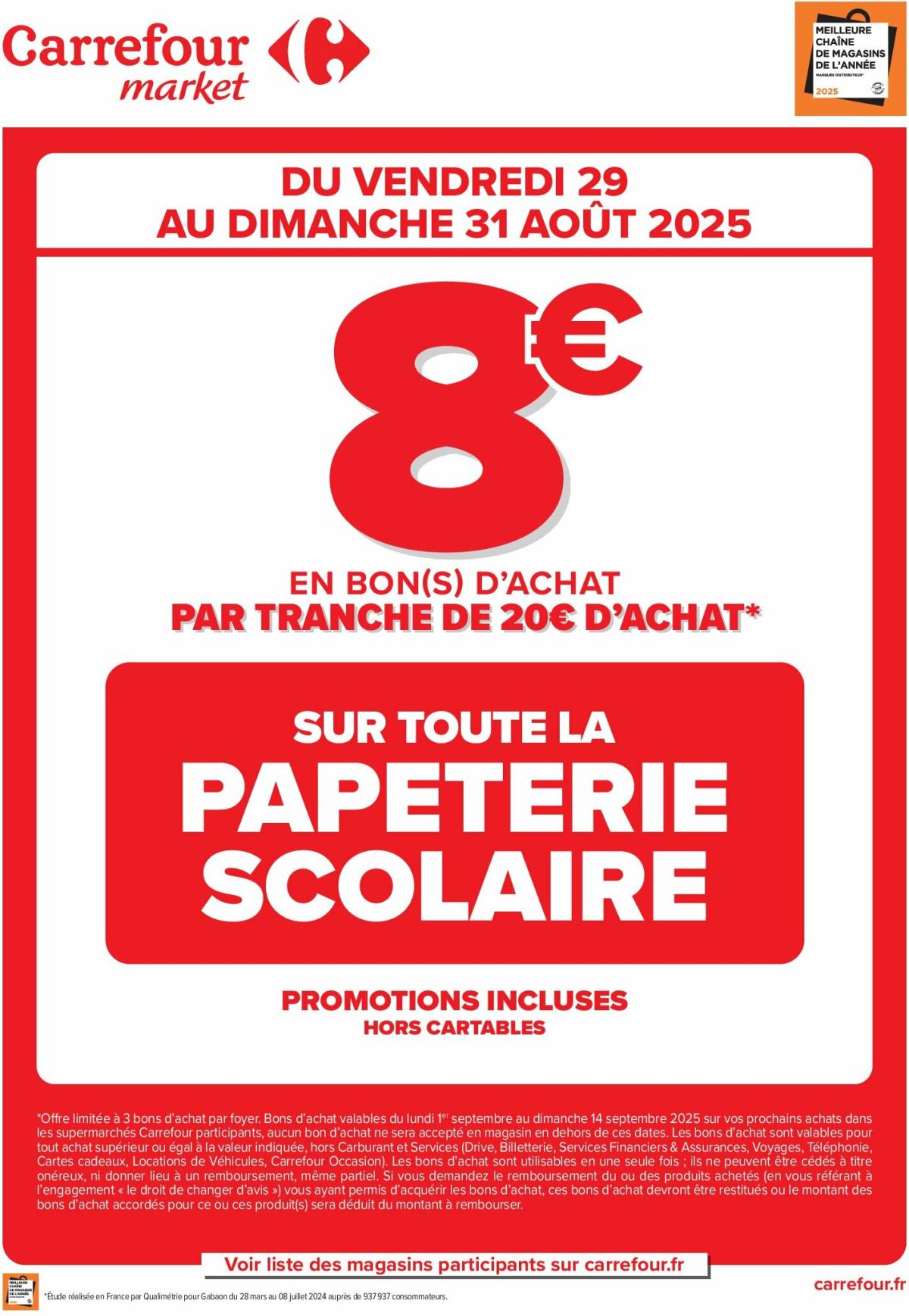Catalogue Carrefour Market - Papeterie Scolaire valable du 29/08 au 31/08
