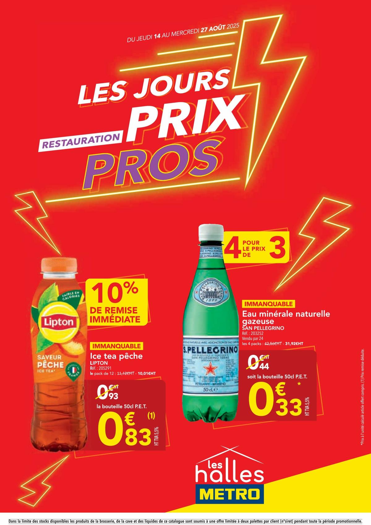 Catalogue Metro - Les Jours Prix Pros Restauration valable du 14/08 au 27/08