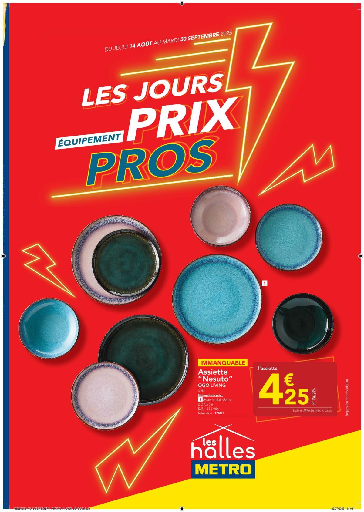 Catalogue Metro - Les jours prix pros équipement valable du 14/08 au 30/09