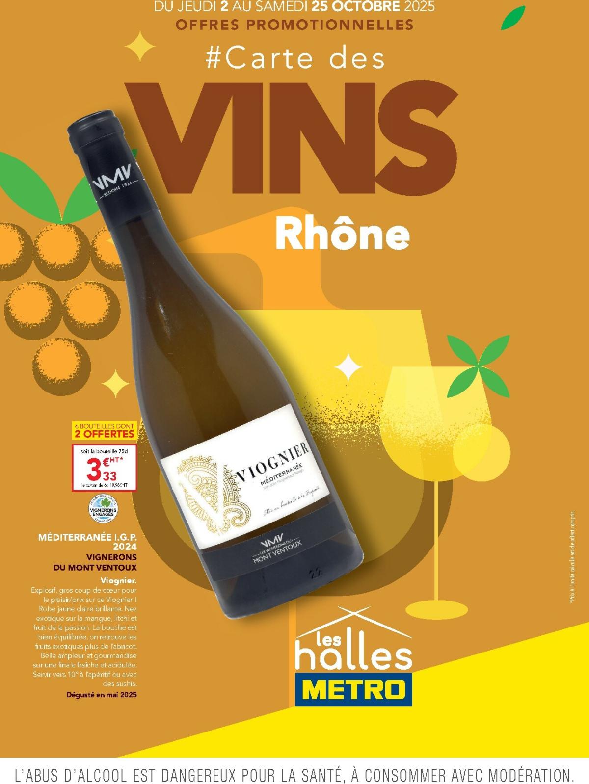 Catalogue Metro - Carte des vins Rhône valable du 02/10 au 25/10