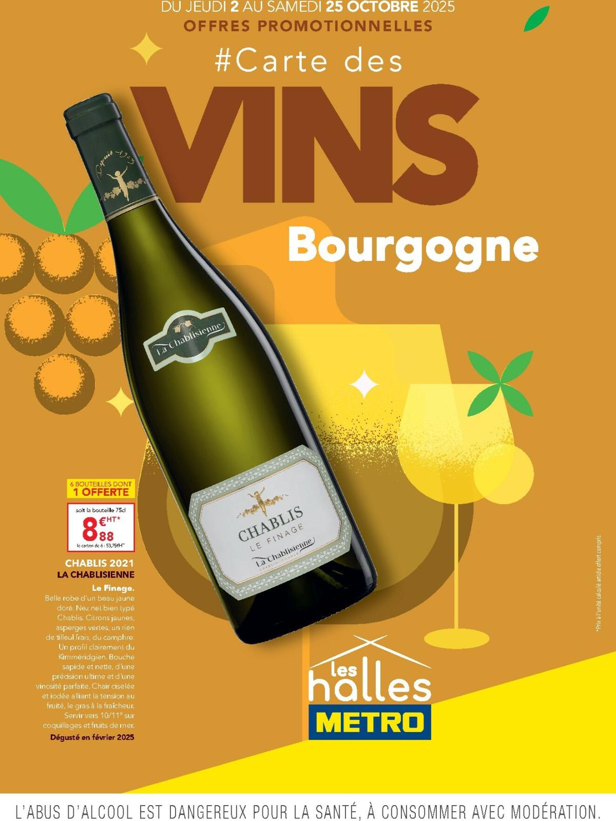 Catalogue Metro - Carte des vins Bourgogne valable du 02/10 au 25/10