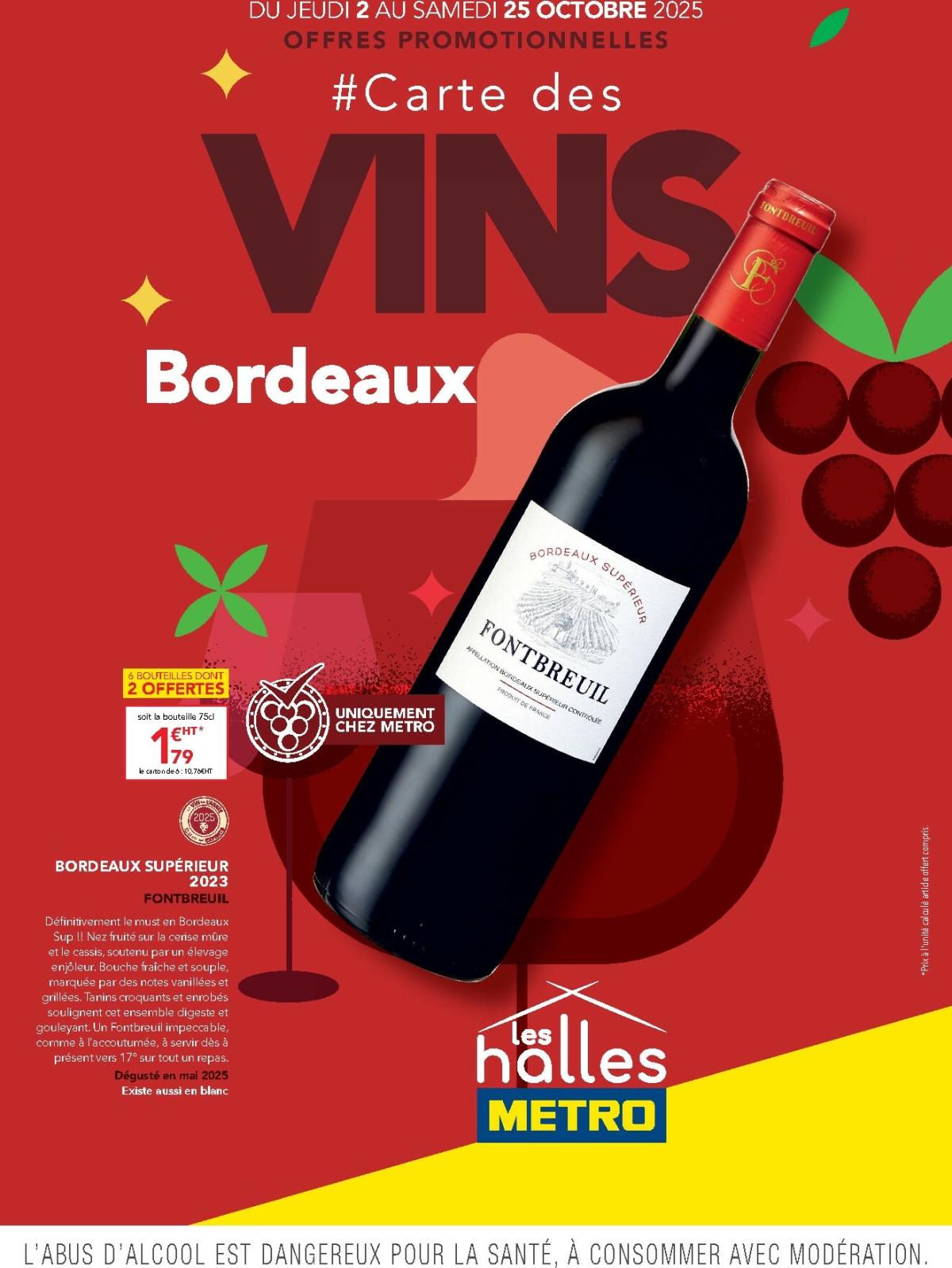 Catalogue Metro - Carte des vins Bordeaux valable du 02/10 au 25/10