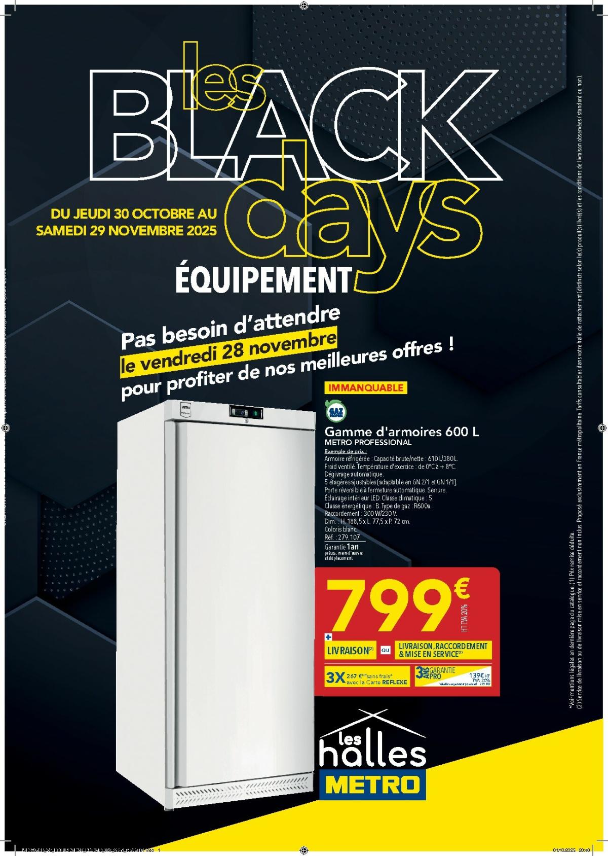 Catalogue Metro - Les Black Days Equipement valable du 30/10 au 29/11
