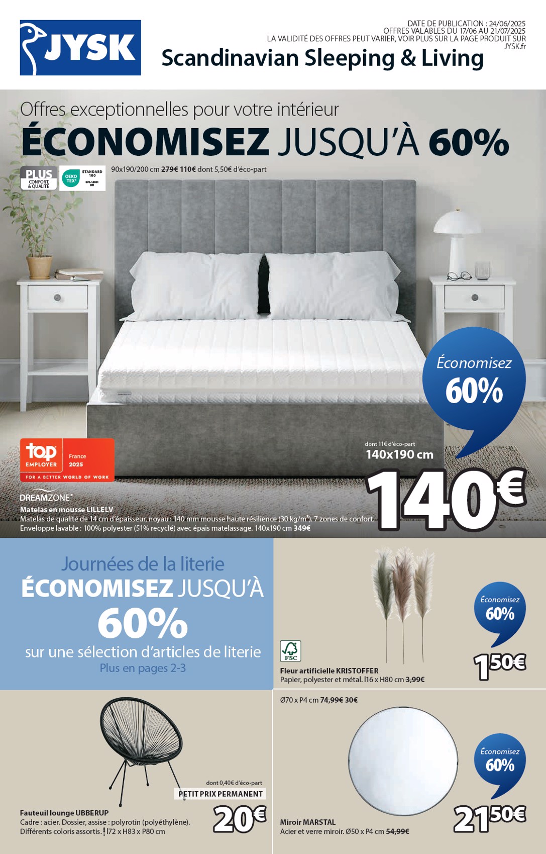 Catalogue JYSK - Offres exceptionnelles valable du 17/06 au 21/07