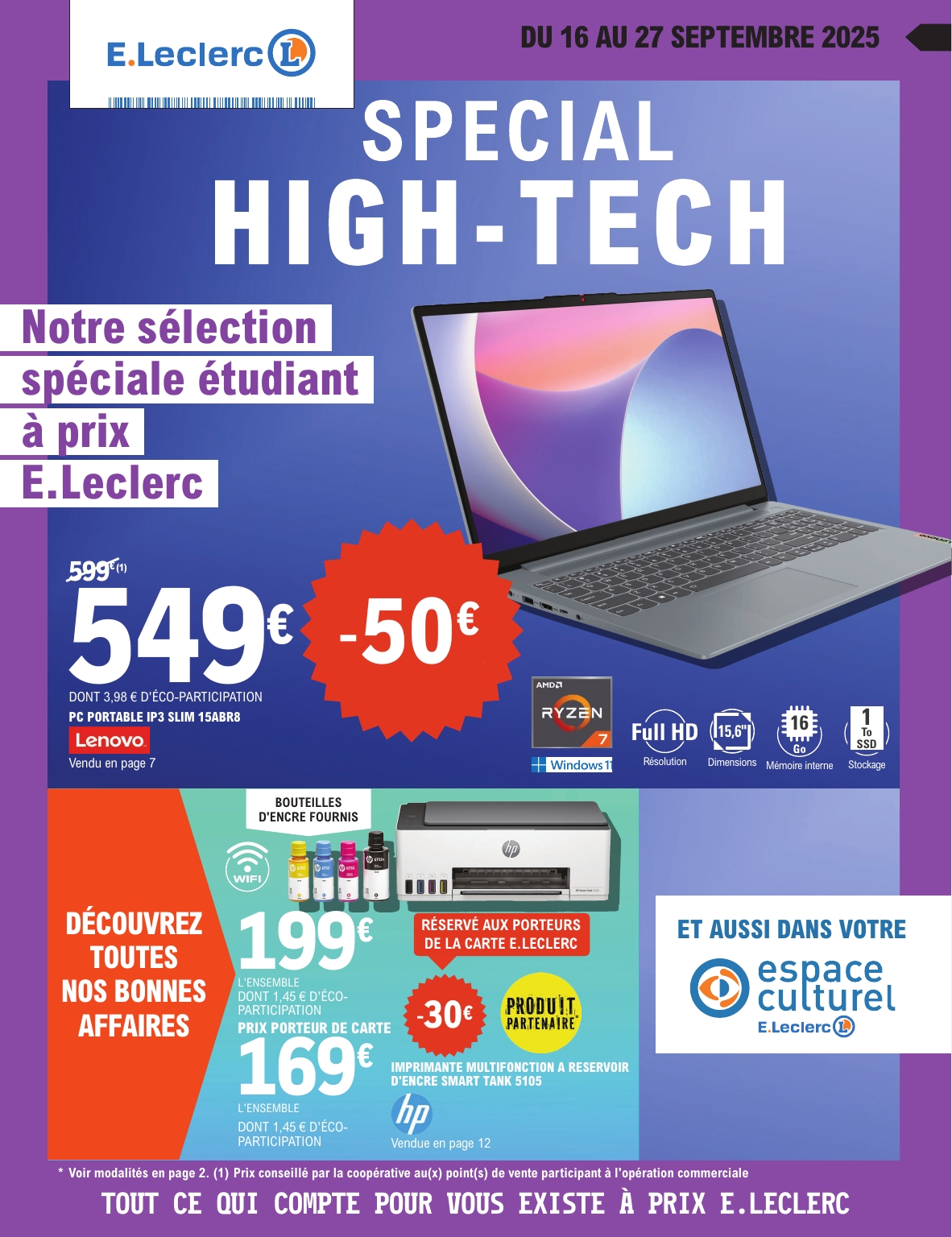 Catalogue E.Leclerc - Spécial High Tech valable du 16/09 au 27/09