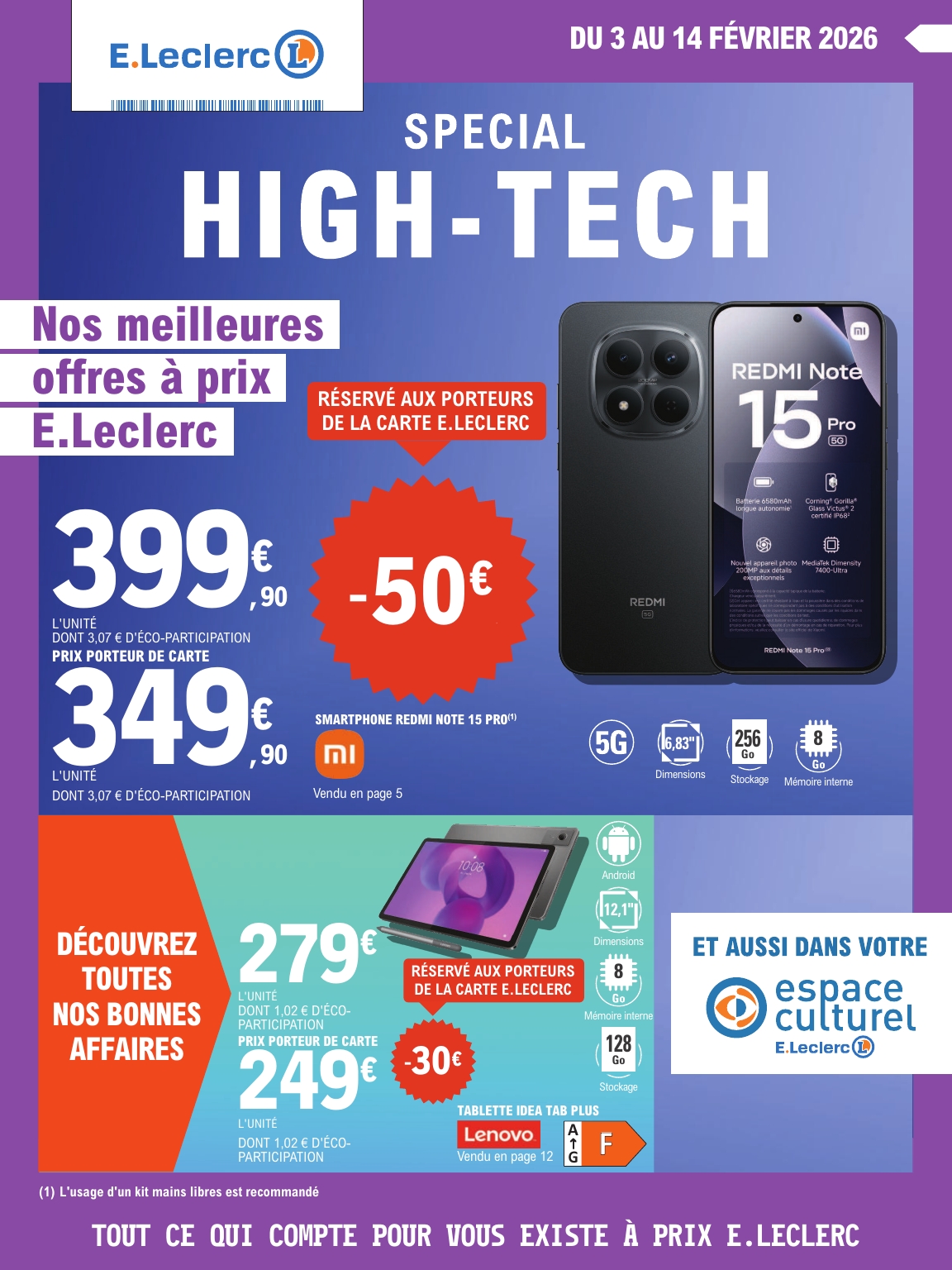 Catalogue E.Leclerc - Spécial High Tech valable du 03/02/2026 au 14/02/2026