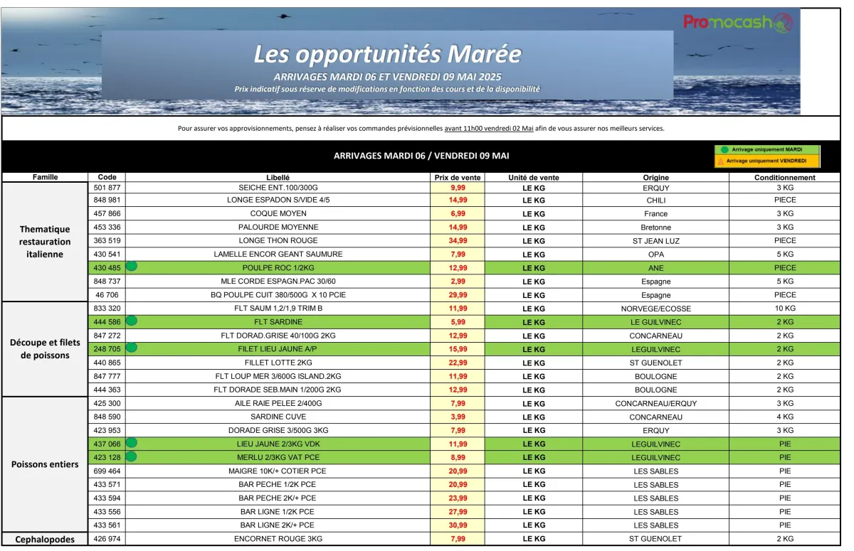 Catalogue Promocash - Les opportunités Marée valable dès 06/05 - 09/05