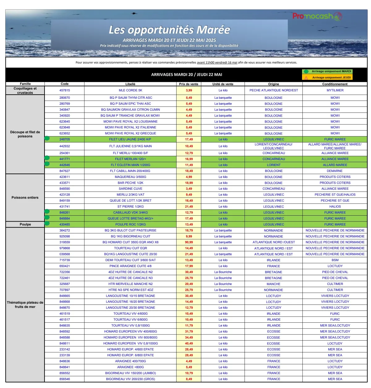 Catalogue Promocash - Les opportunités Marée valable dès 20/05 - 22/05
