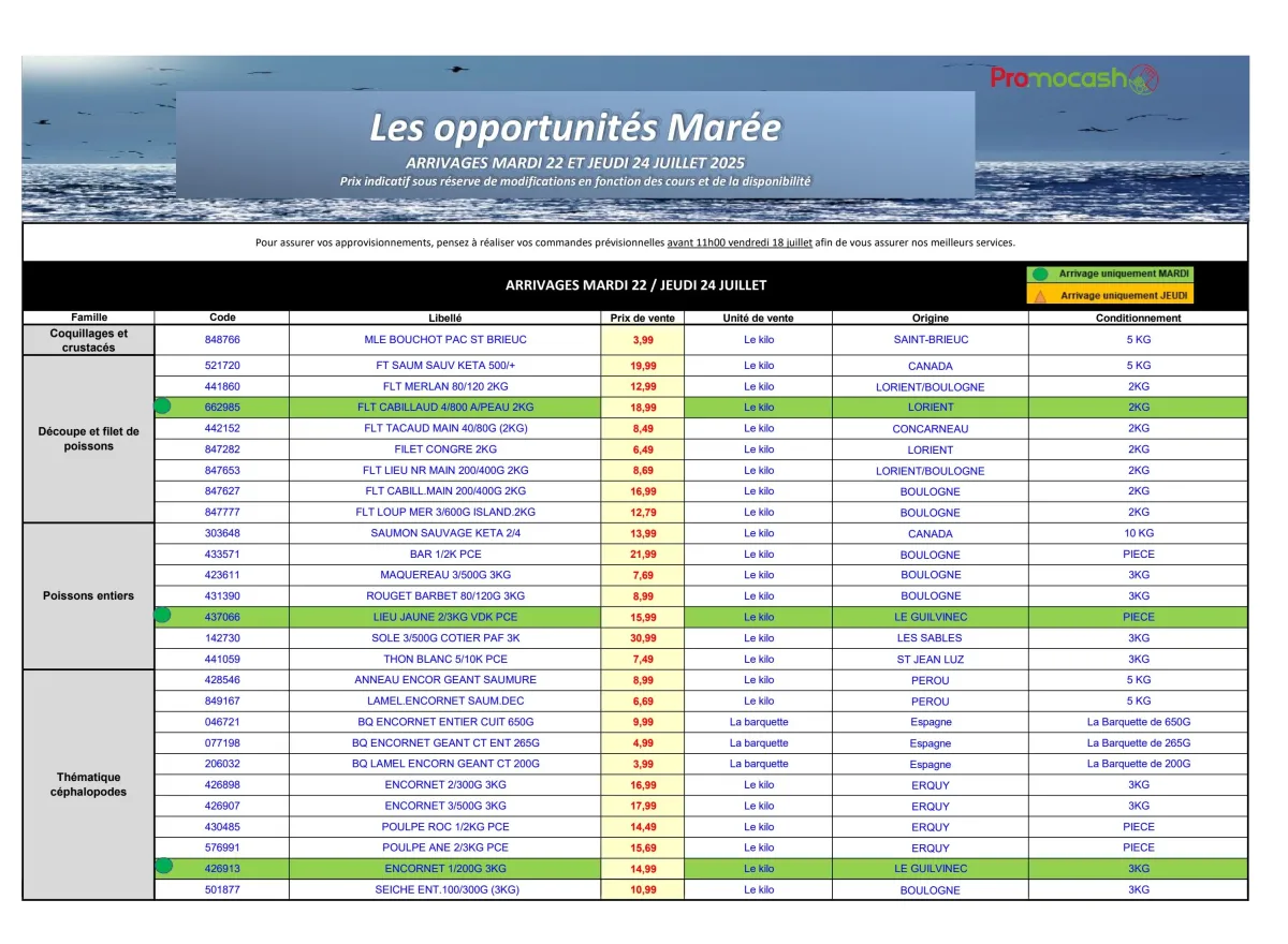 Catalogue Promocash valable du 22/07 au 24/07
