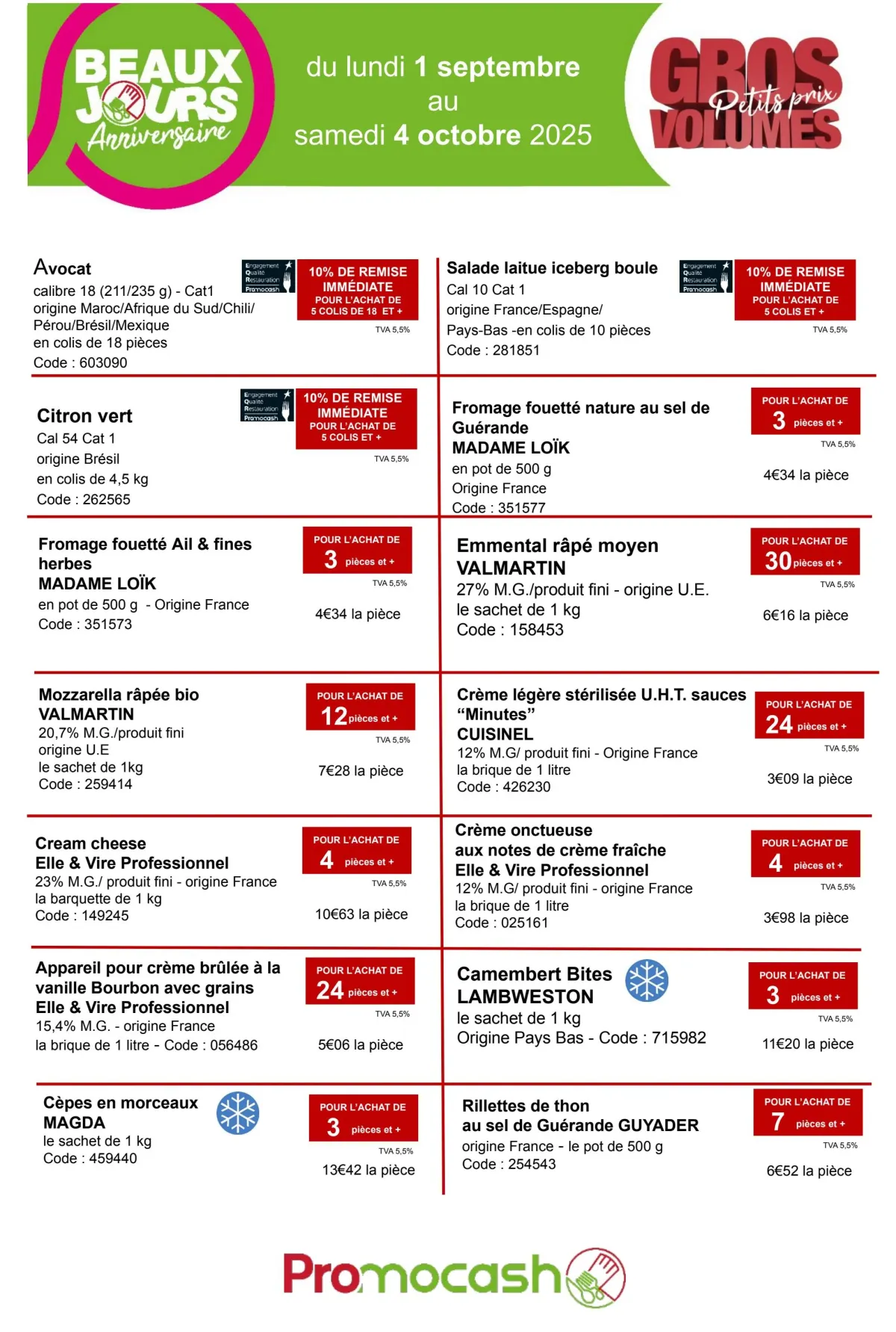 Catalogue Promocash valable du 01/09 au 04/10