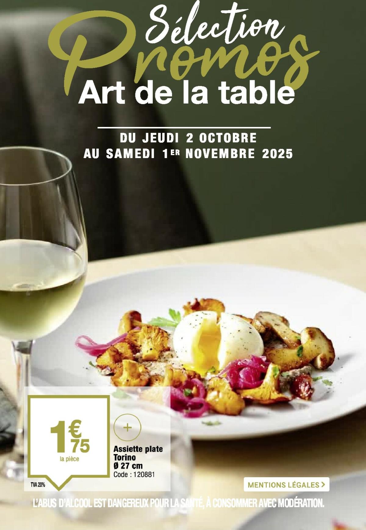 Catalogue Promocash - Art de la table valable du 02/10 au 01/11