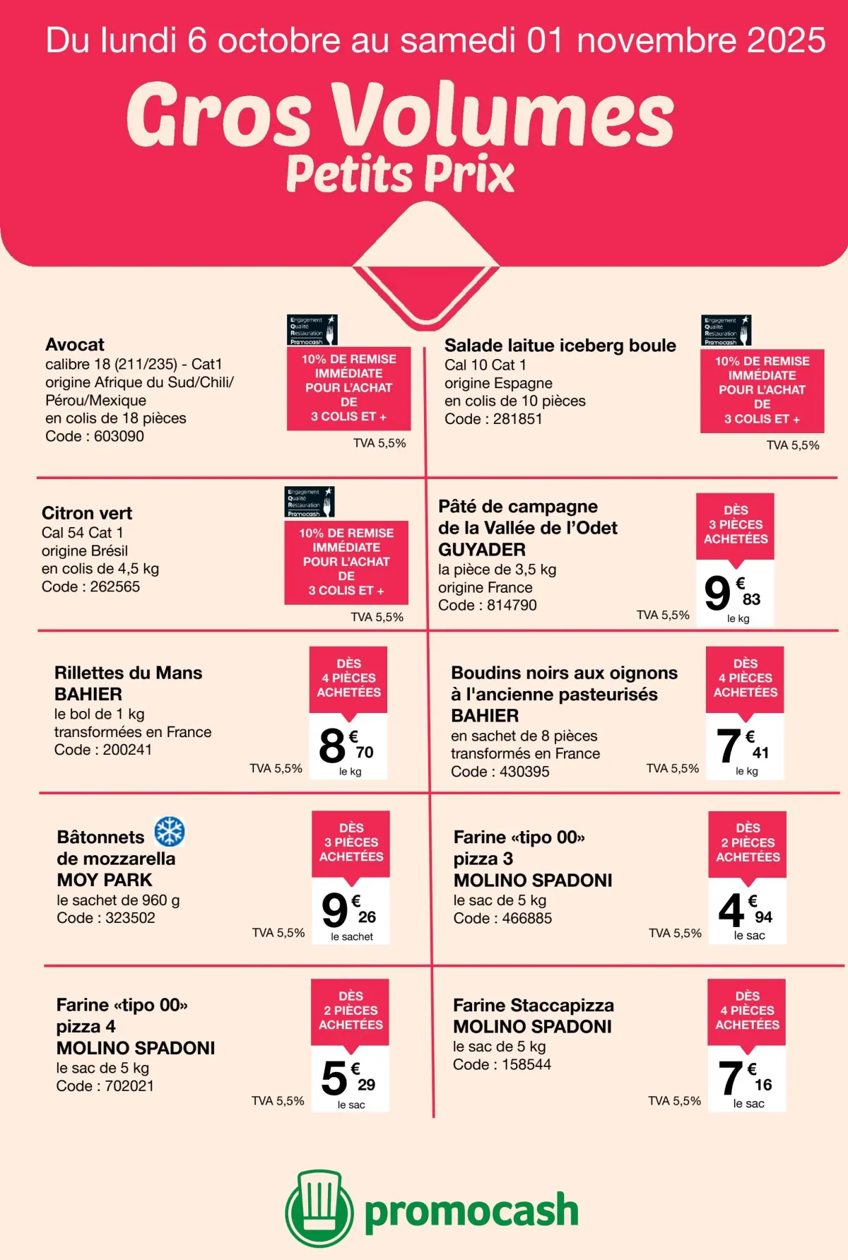 Catalogue Promocash - Gros Volumes, Petits Prix valable du 06/10 au 01/11