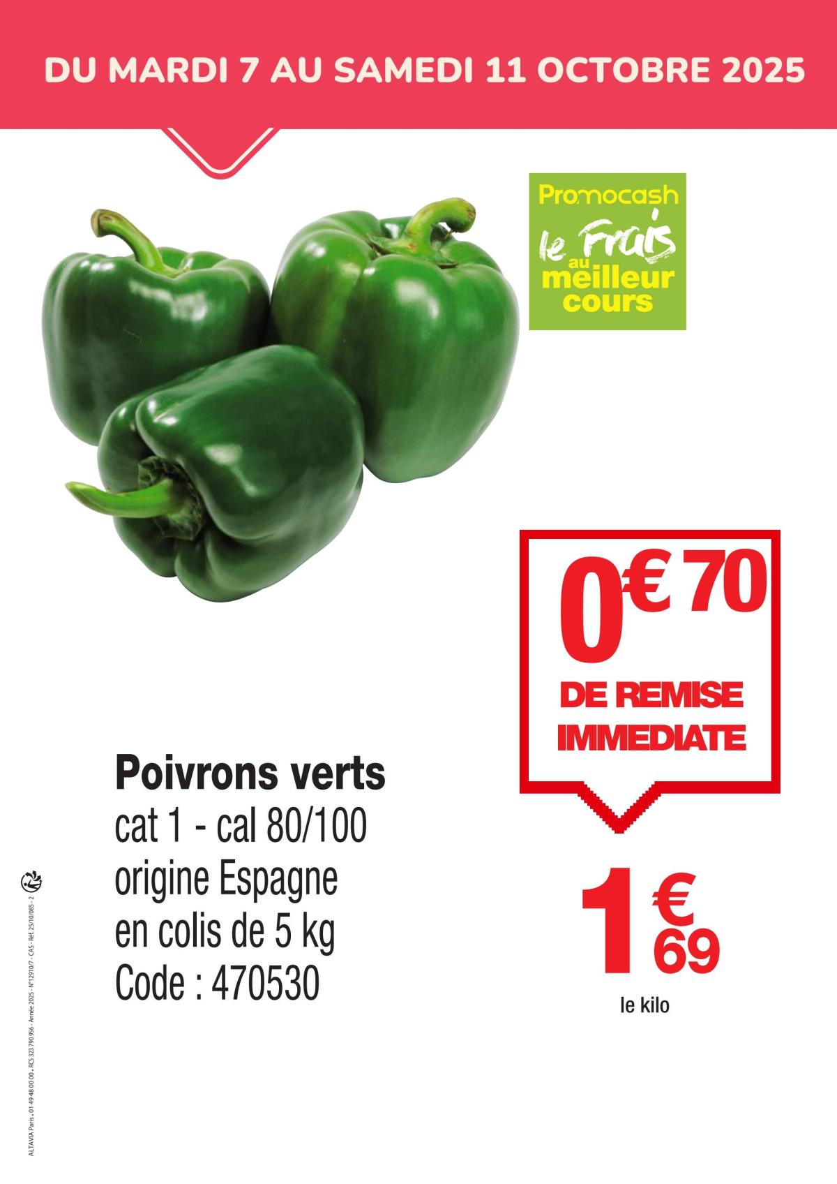 Catalogue Promocash - Poivrons verts valable du 07/10 au 11/10