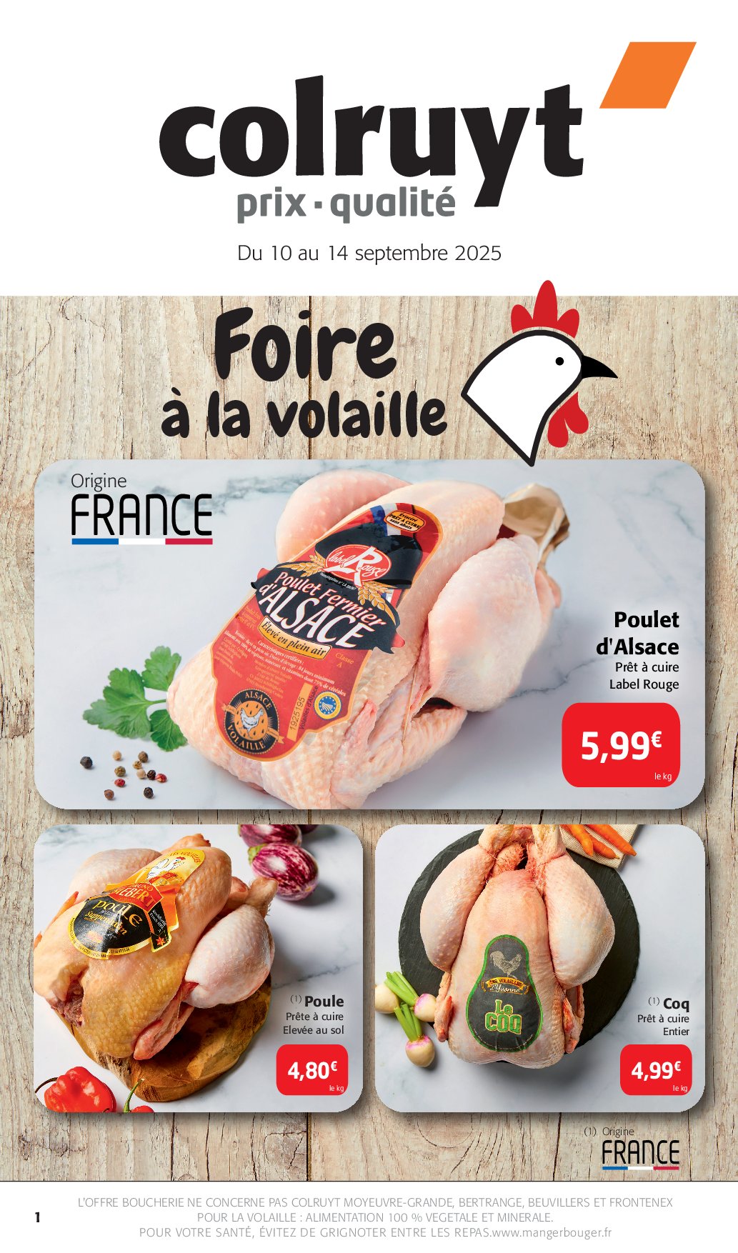 Catalogue Colruyt - Foire à la volaille valable du 10/09 au 14/09