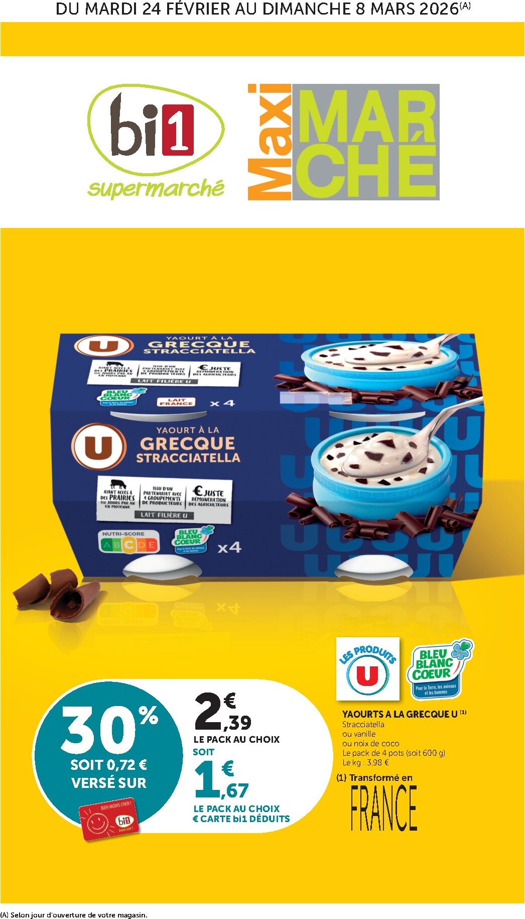 Catalogue Bi1 - Noiron-sous-Gevrey, Vitteaux, Époisses, Toutry, Levier, Pierrefontaine-les-Varans, Bois-d'Amont, Varzy, Imphy, Génelard, Raon-l’Étape, Rambervillers, Appoigny, Bléneau valable du 24/02/2026 au 08/03/2026